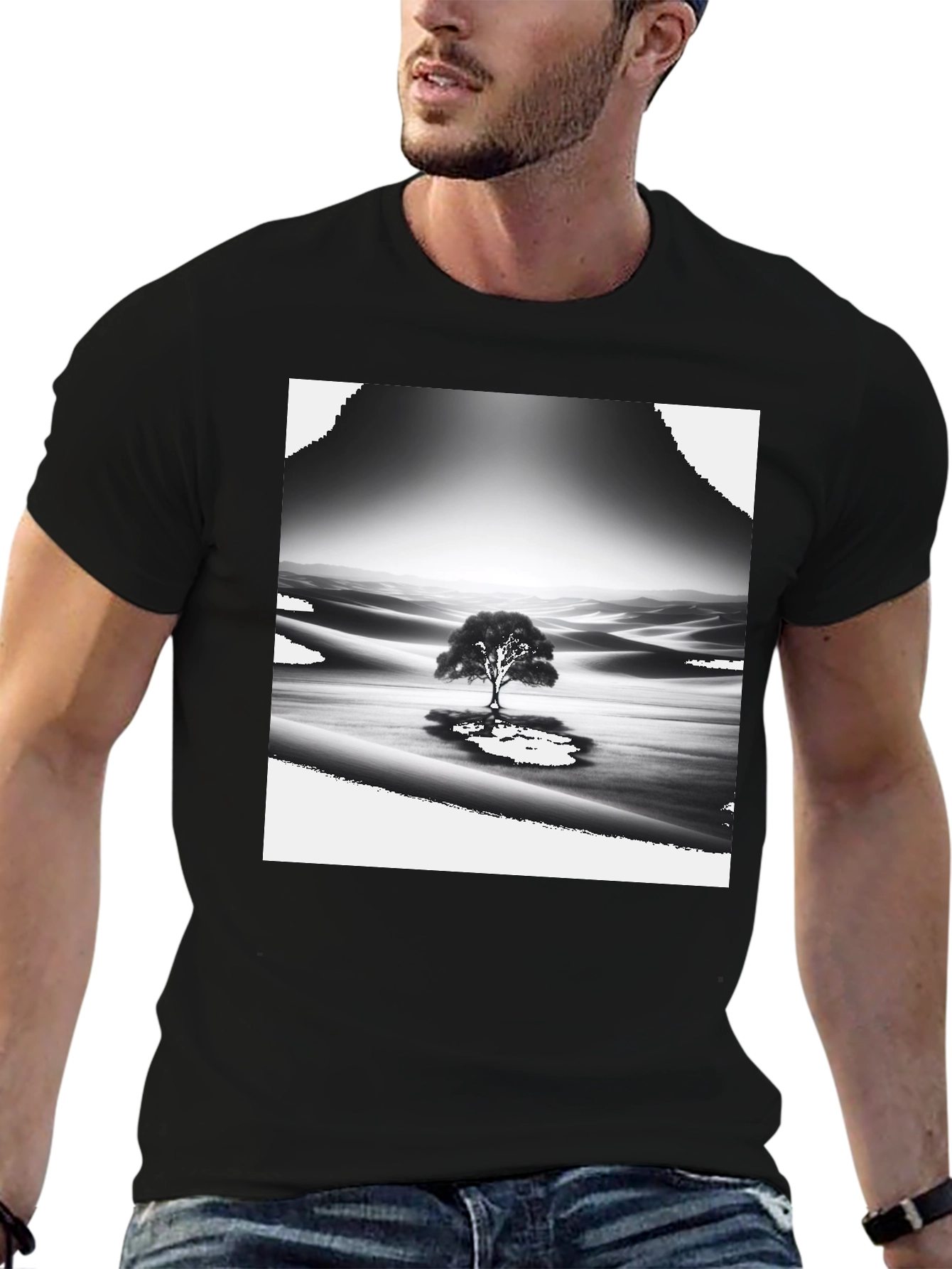 Monochrome Desert Tree Graphic Tee