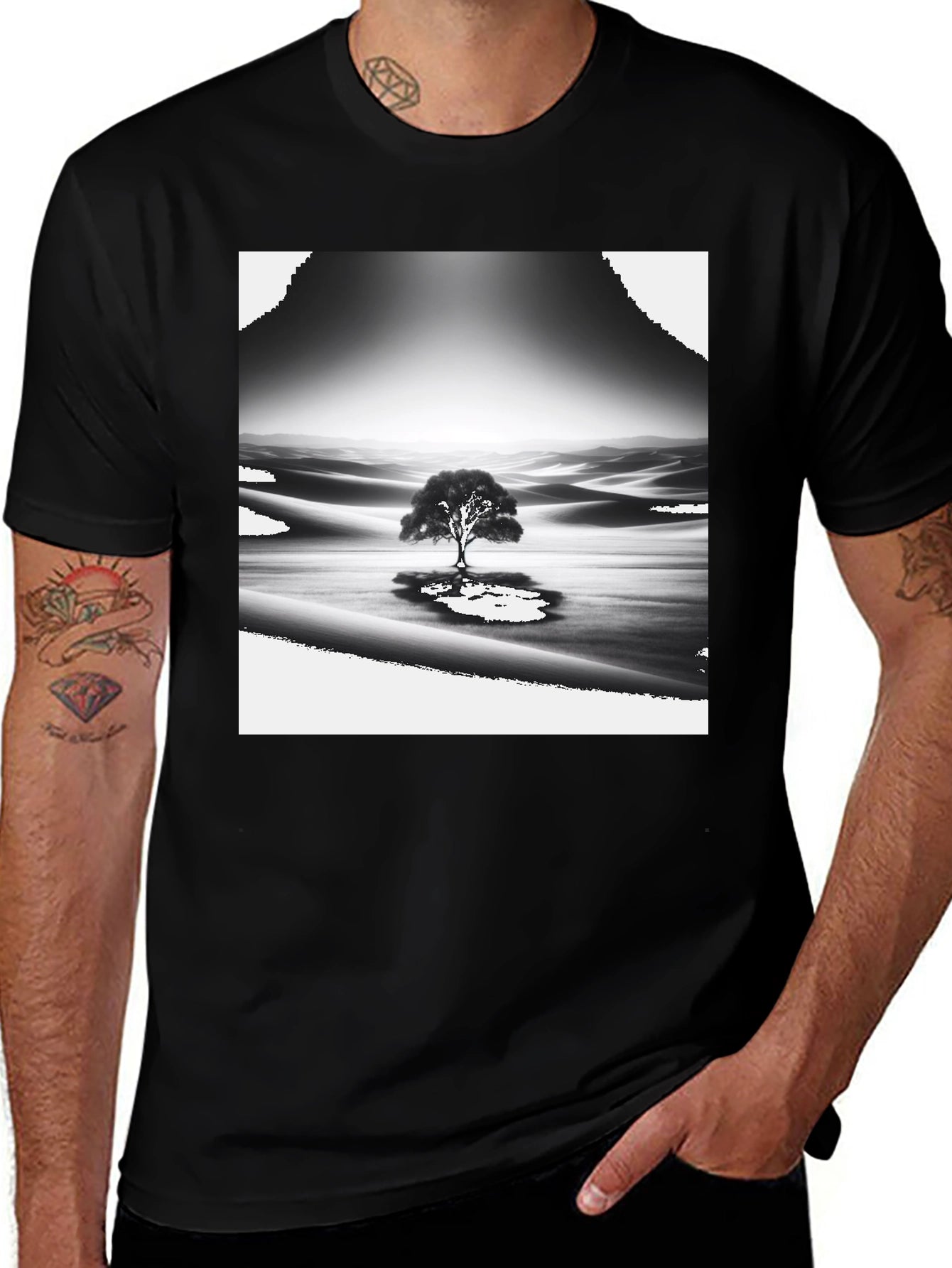 Monochrome Desert Tree Graphic Tee