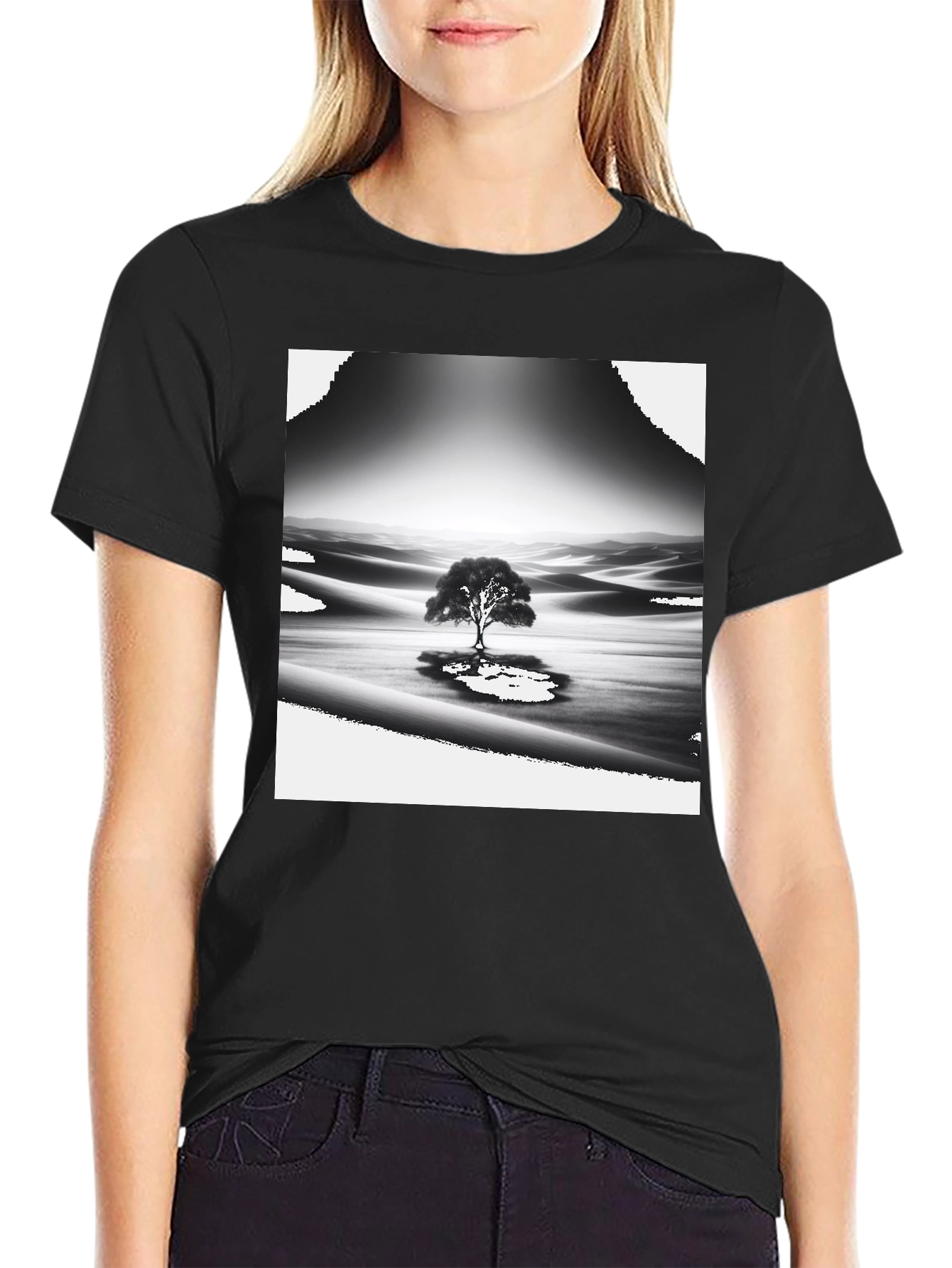 Monochrome Desert Tree Graphic Tee