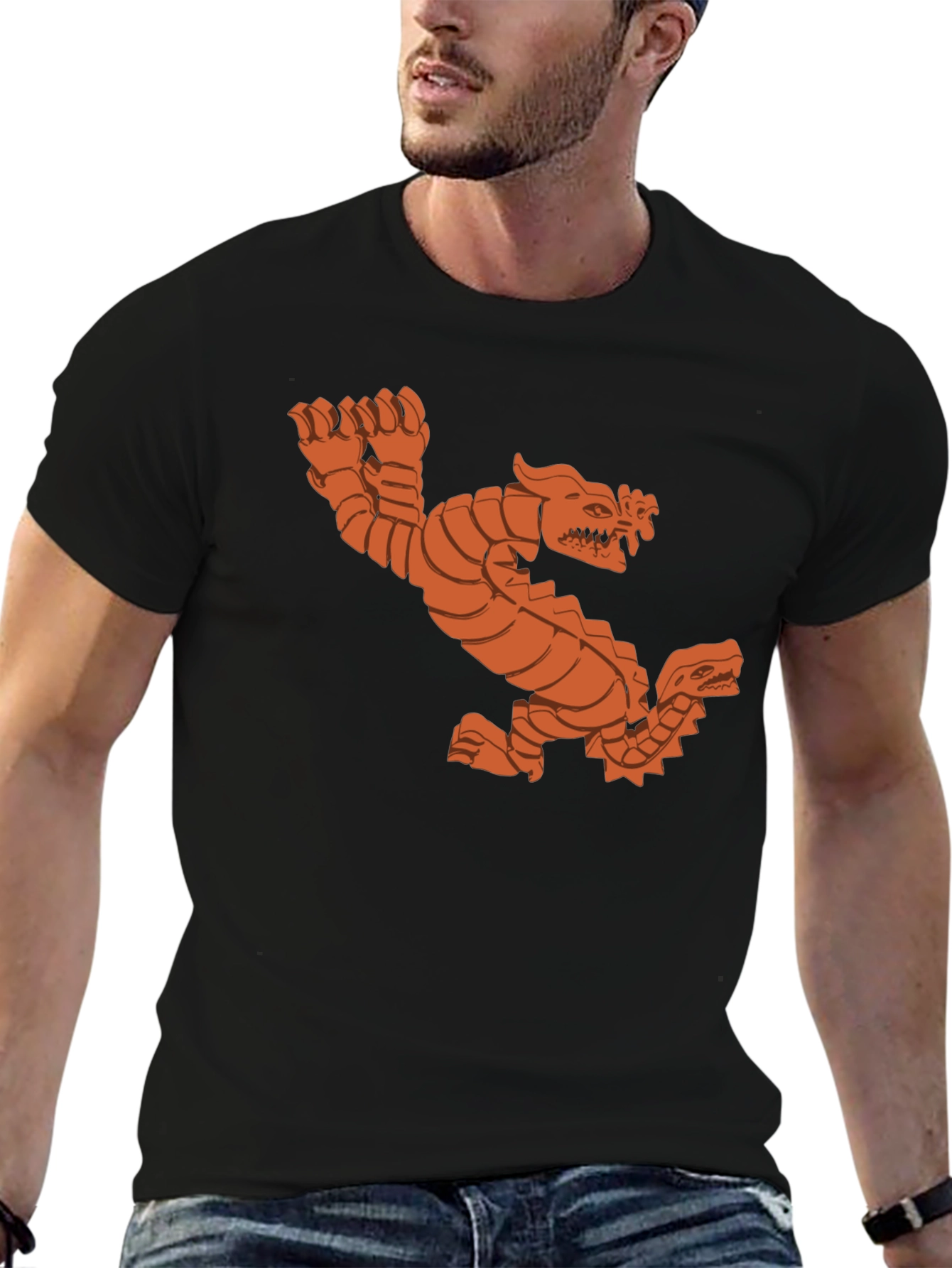 Double Dragon Graphic Tee - Black Cotton T-Shirt