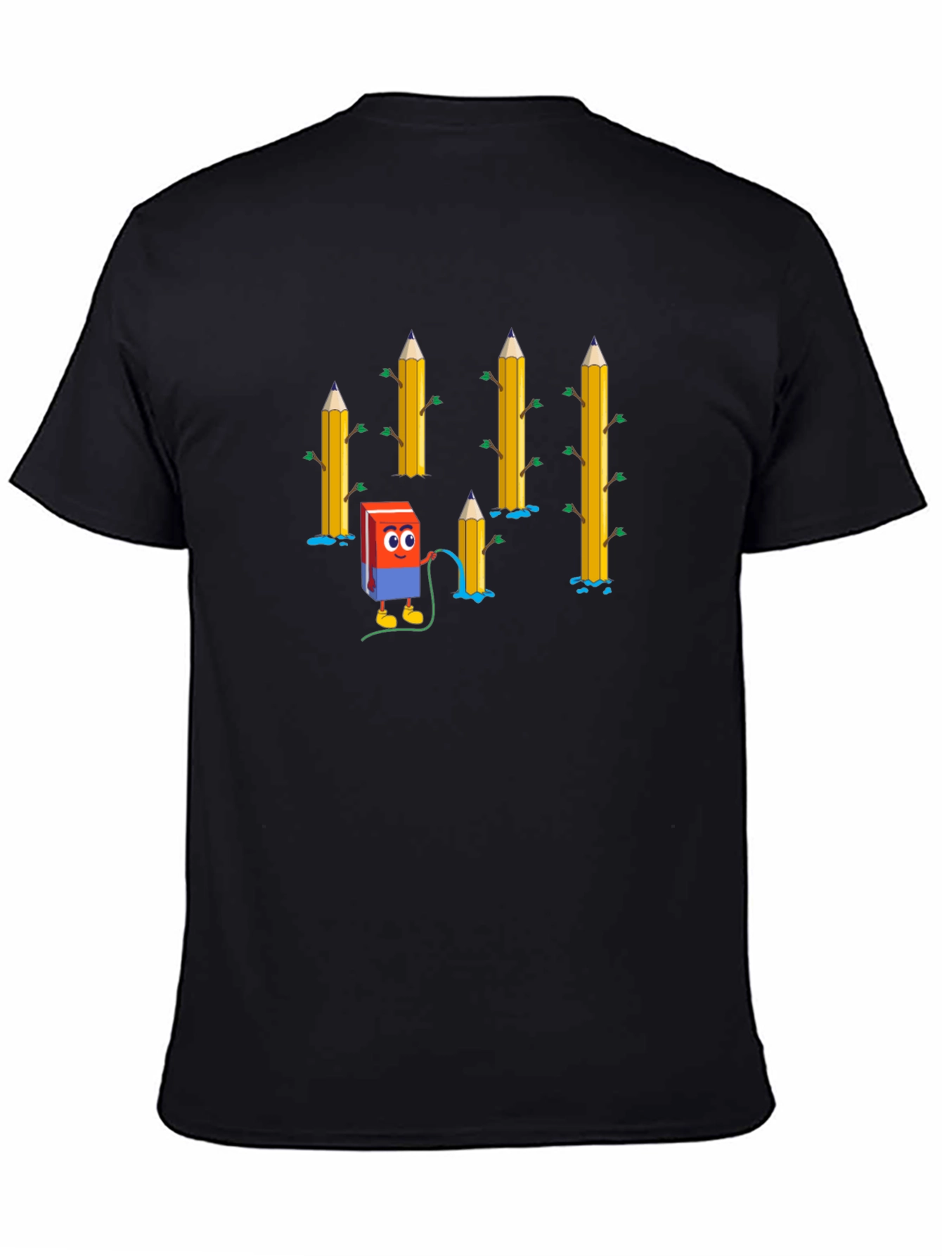 Eraser & Pencils T-Shirt - Black Cotton Tee