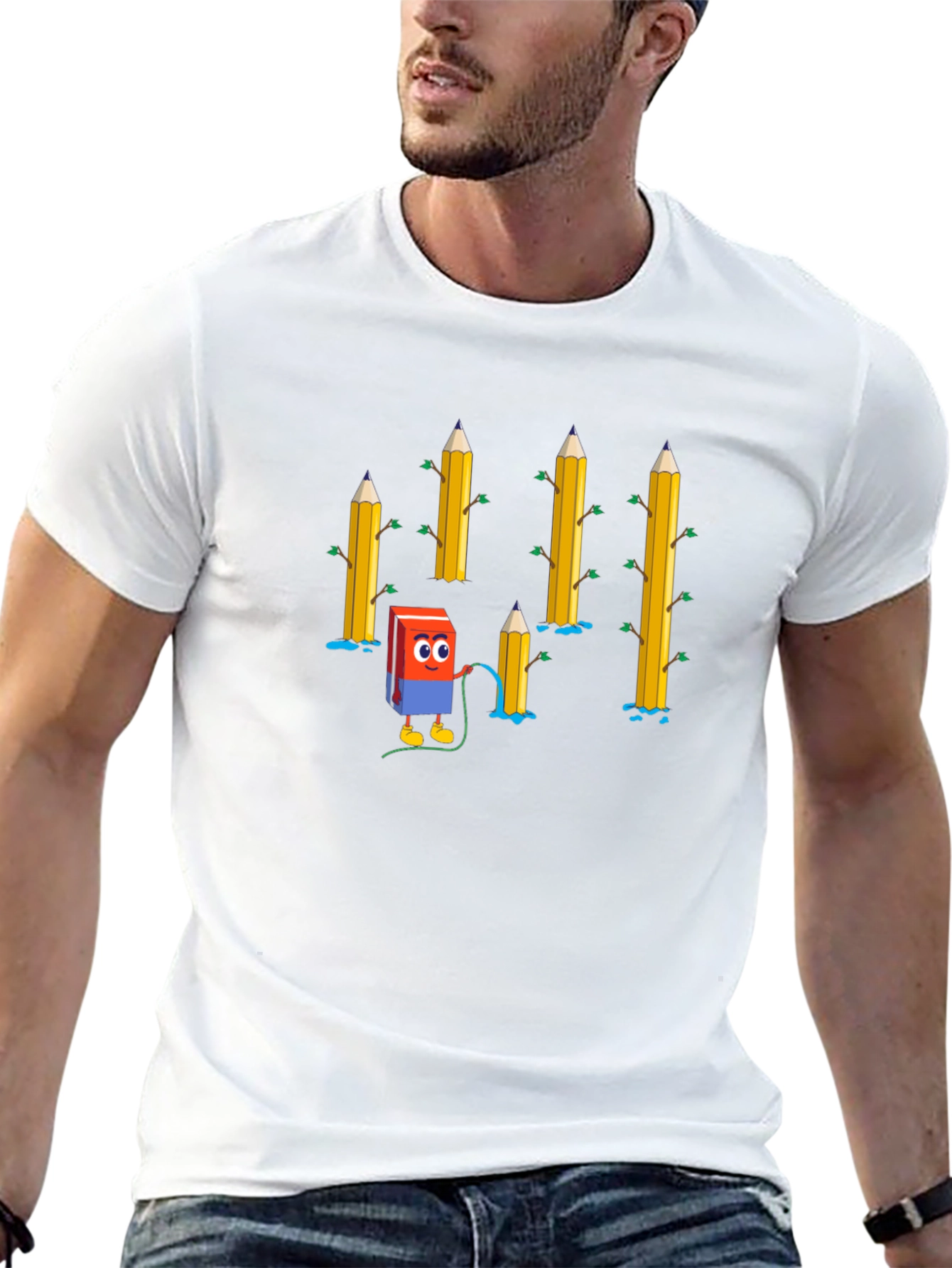 Eraser & Pencils T-Shirt - Black Cotton Tee