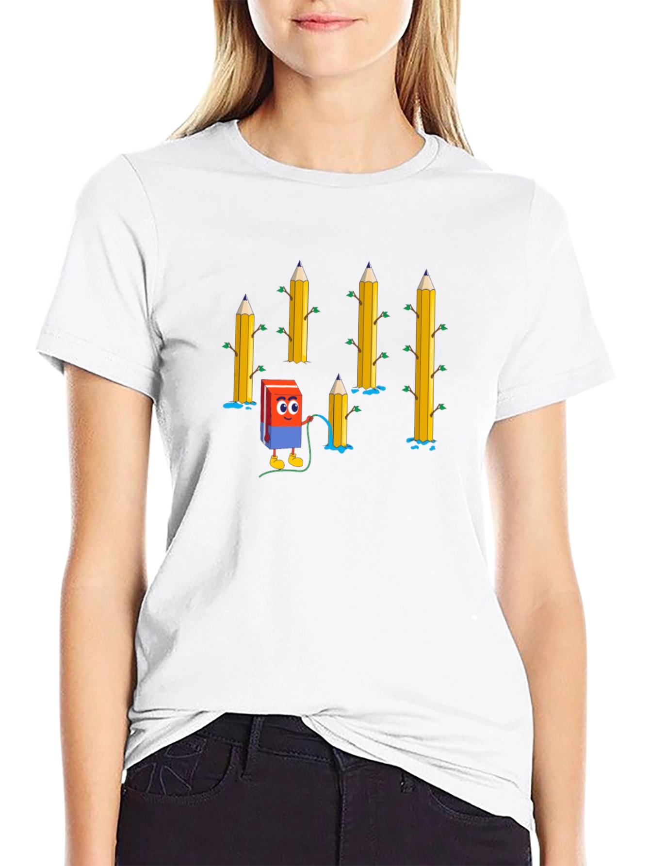 Eraser & Pencils T-Shirt - Black Cotton Tee