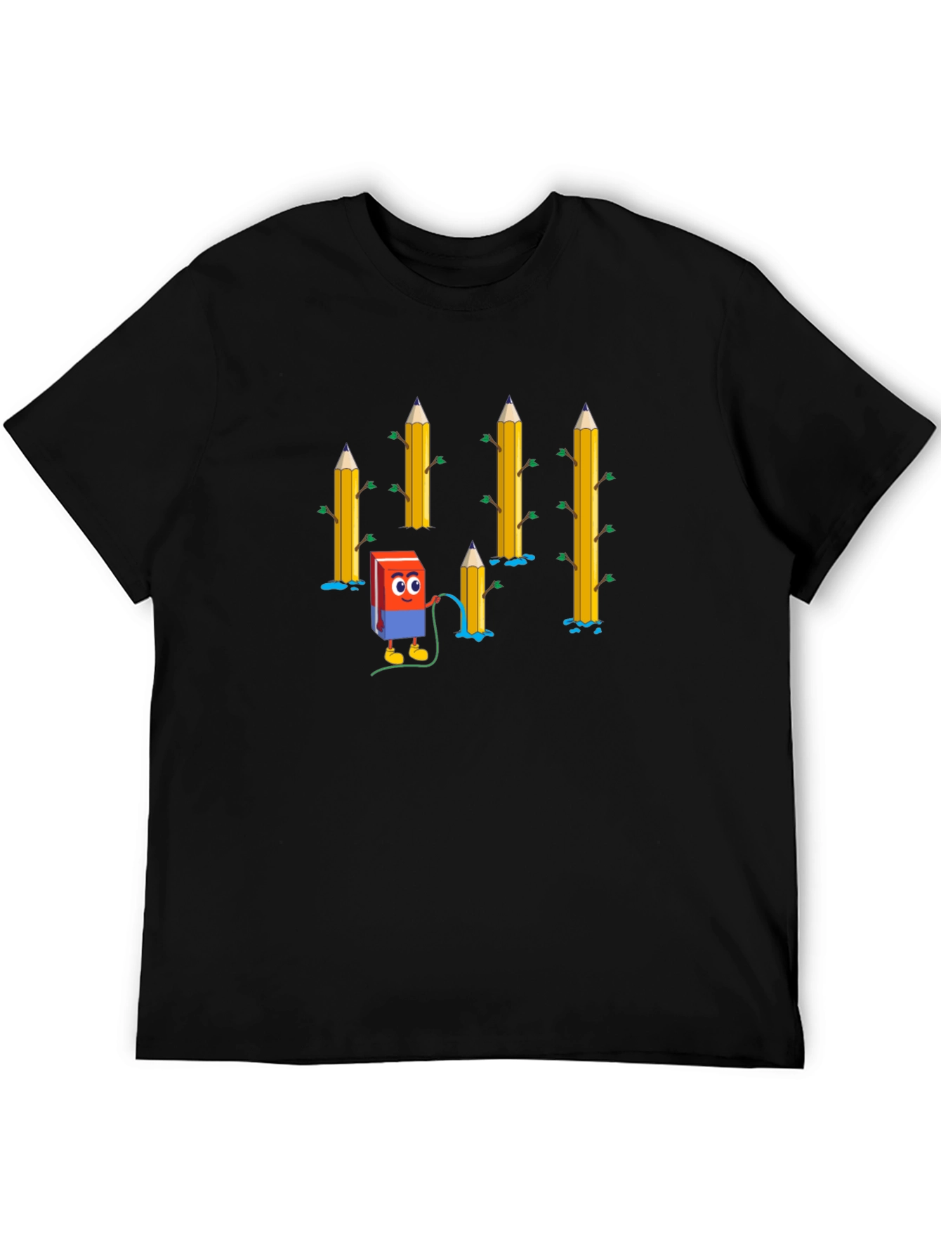 Eraser & Pencils T-Shirt - Black Cotton Tee
