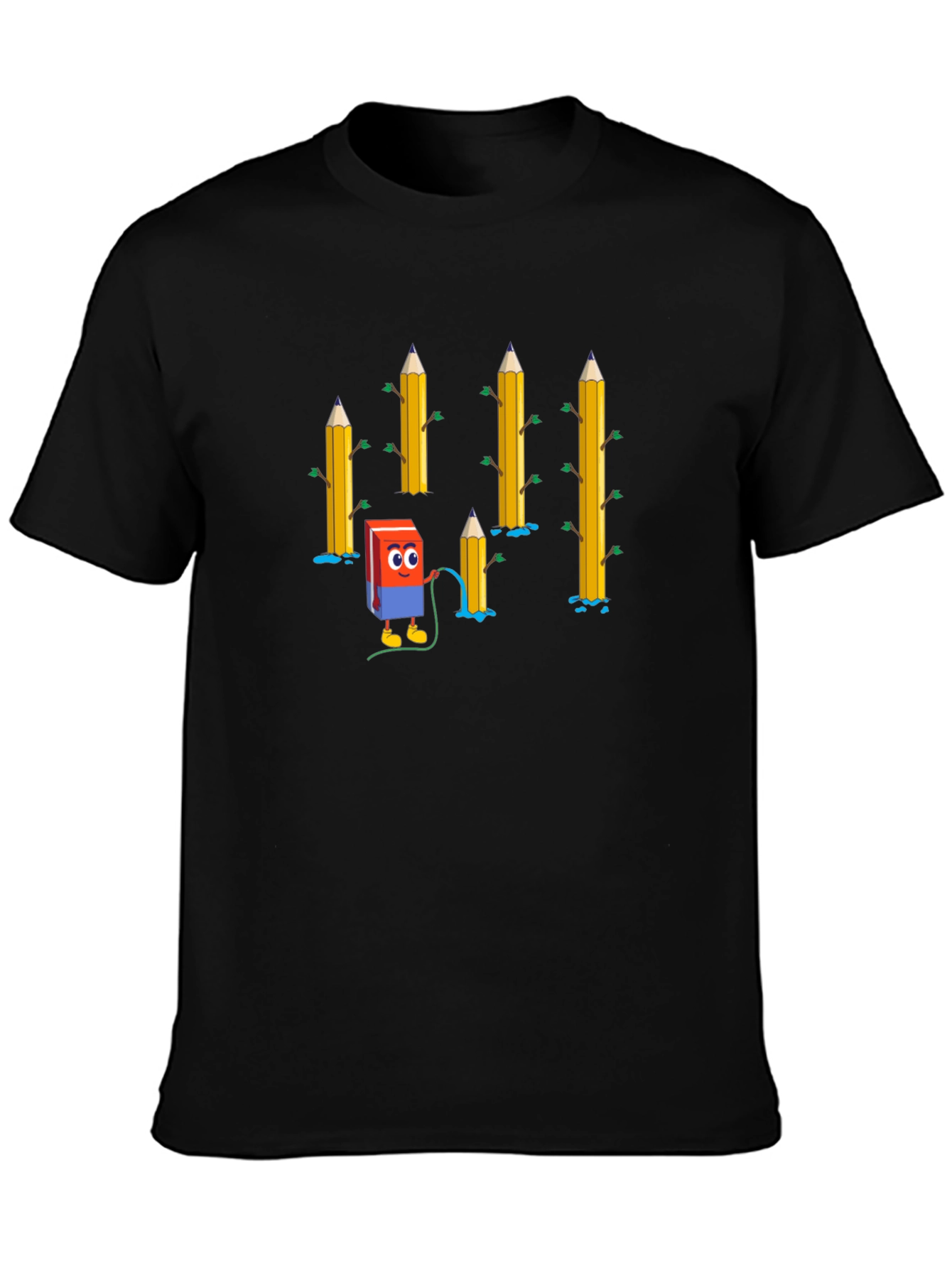 Eraser & Pencils T-Shirt - Black Cotton Tee