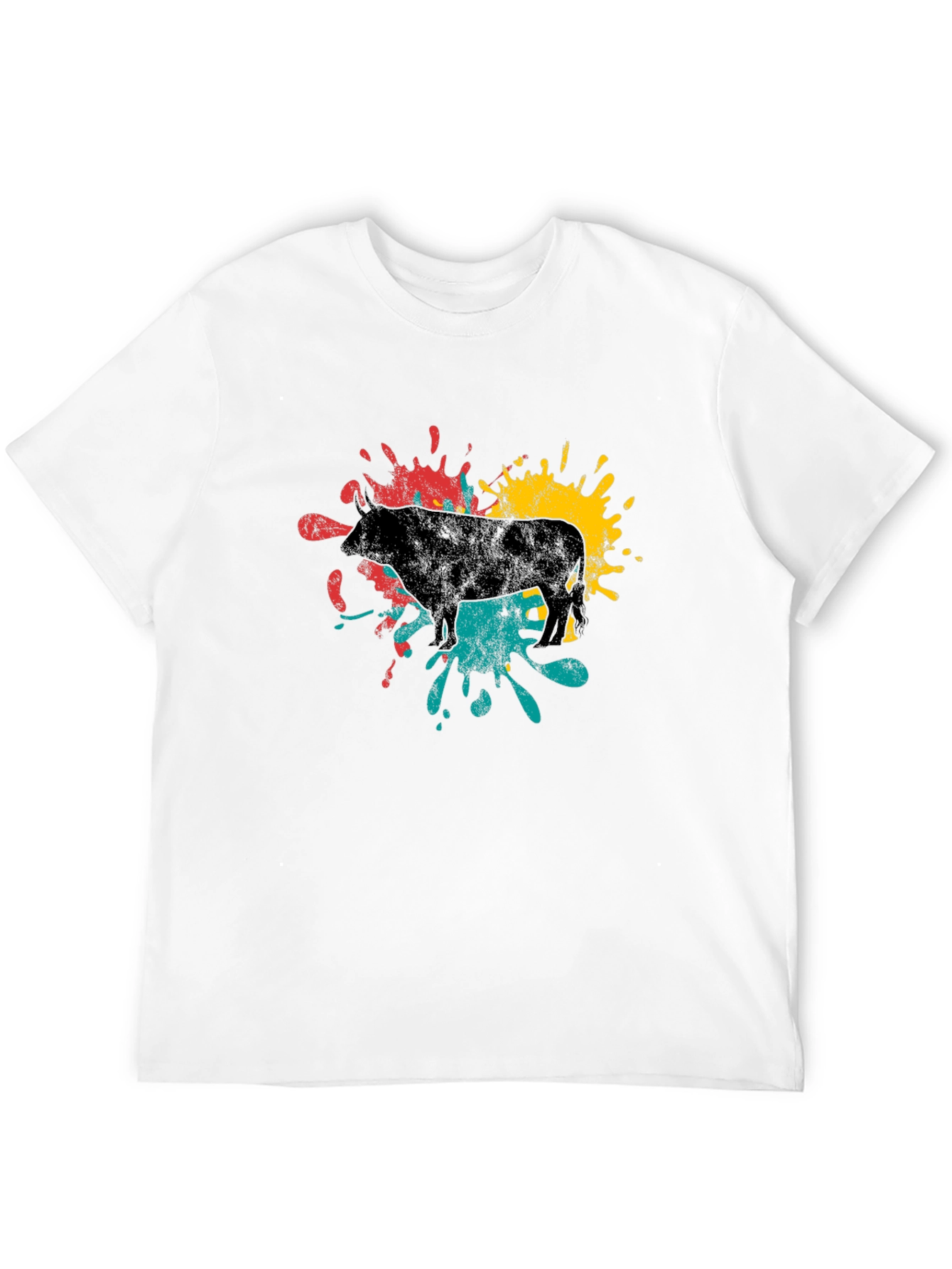 Abstract Bull Graphic Tee - Black