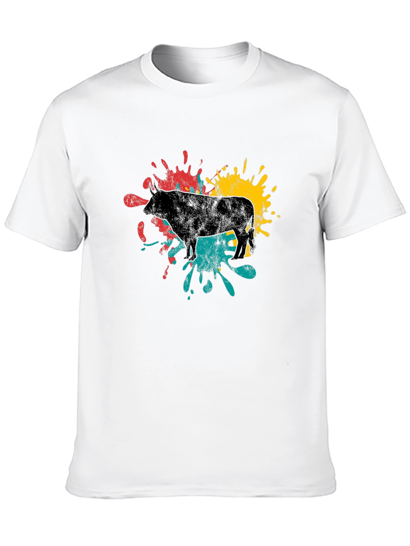 Abstract Bull Graphic Tee - Black