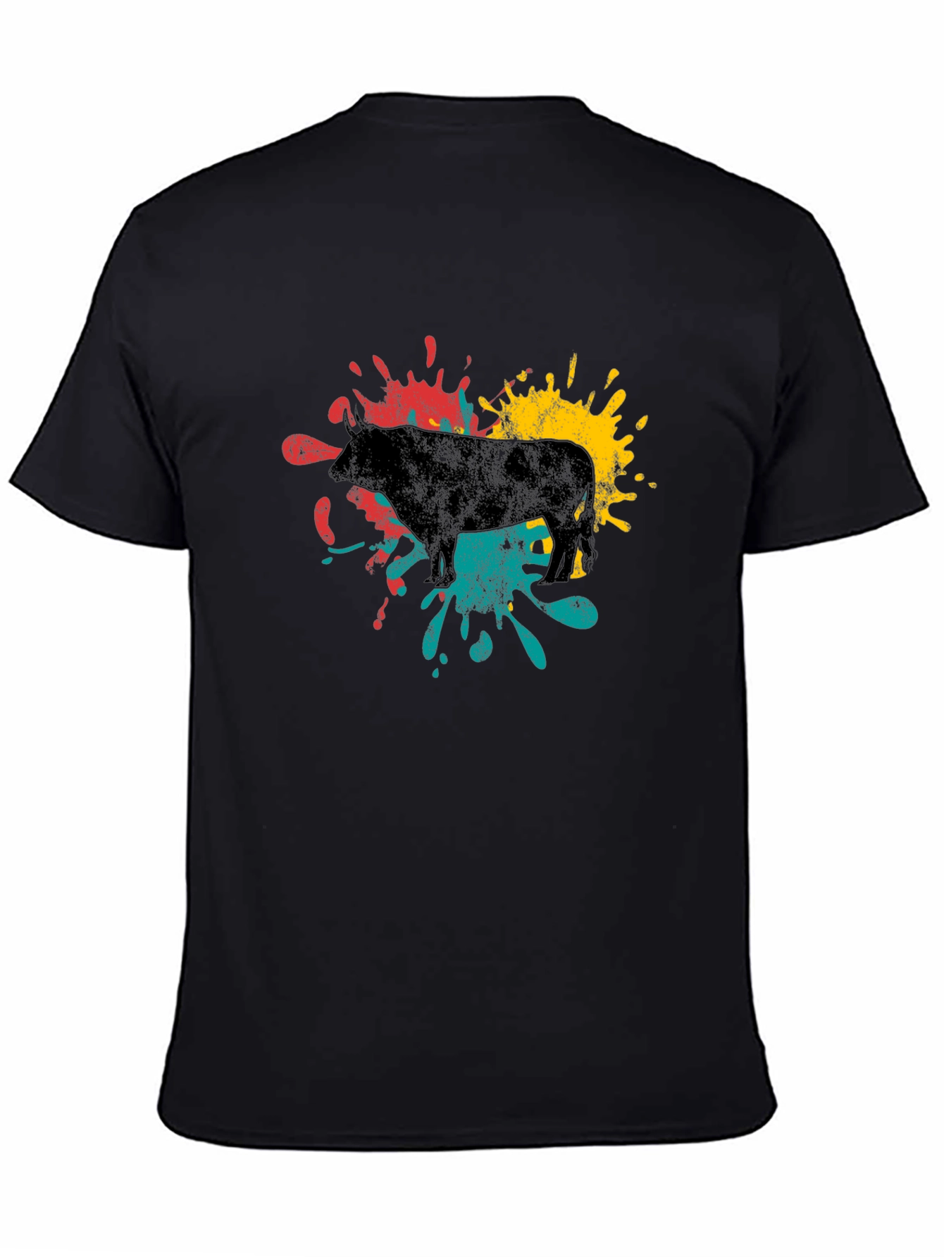 Abstract Bull Graphic Tee - Black