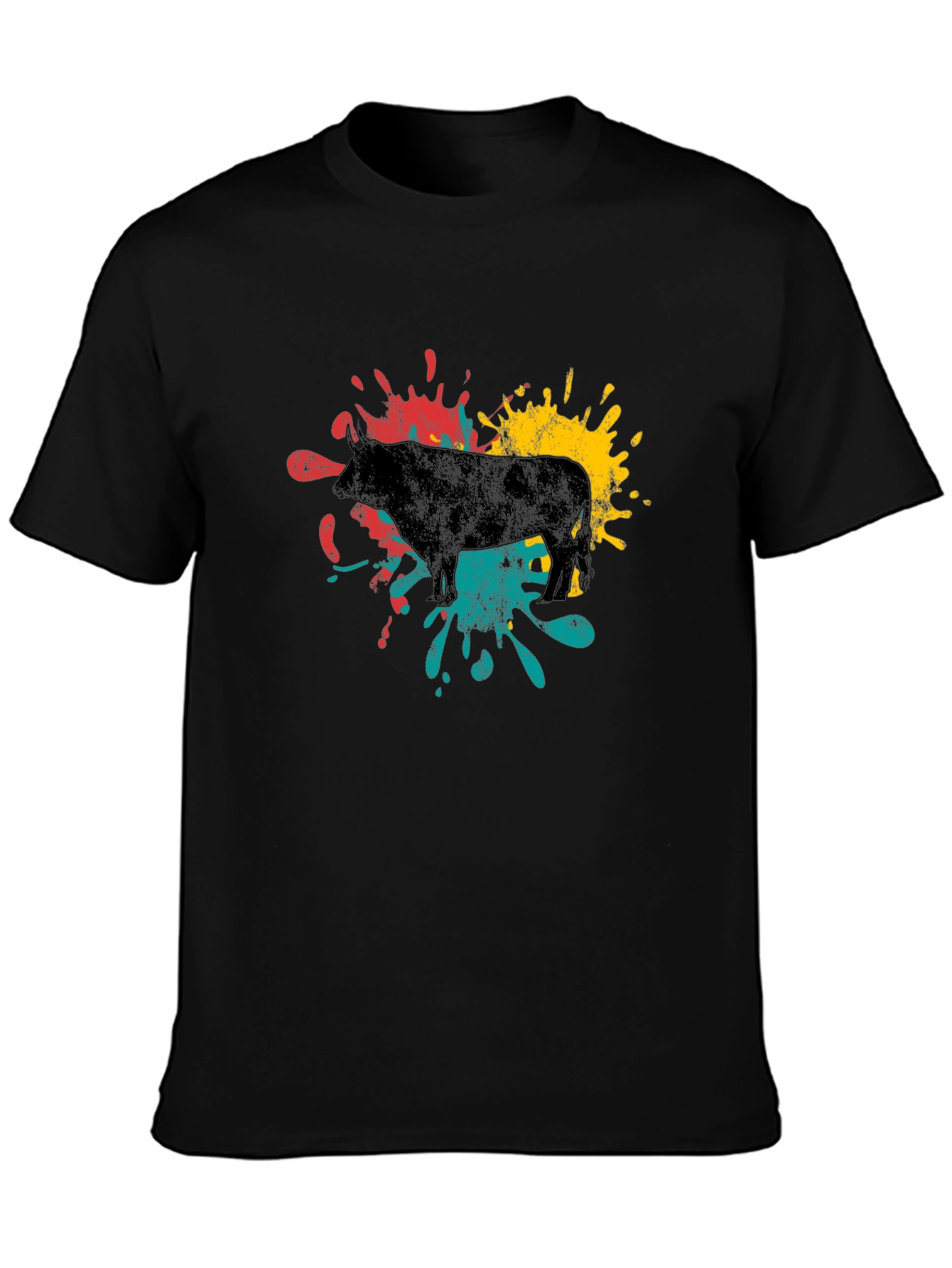 Abstract Bull Graphic Tee - Black