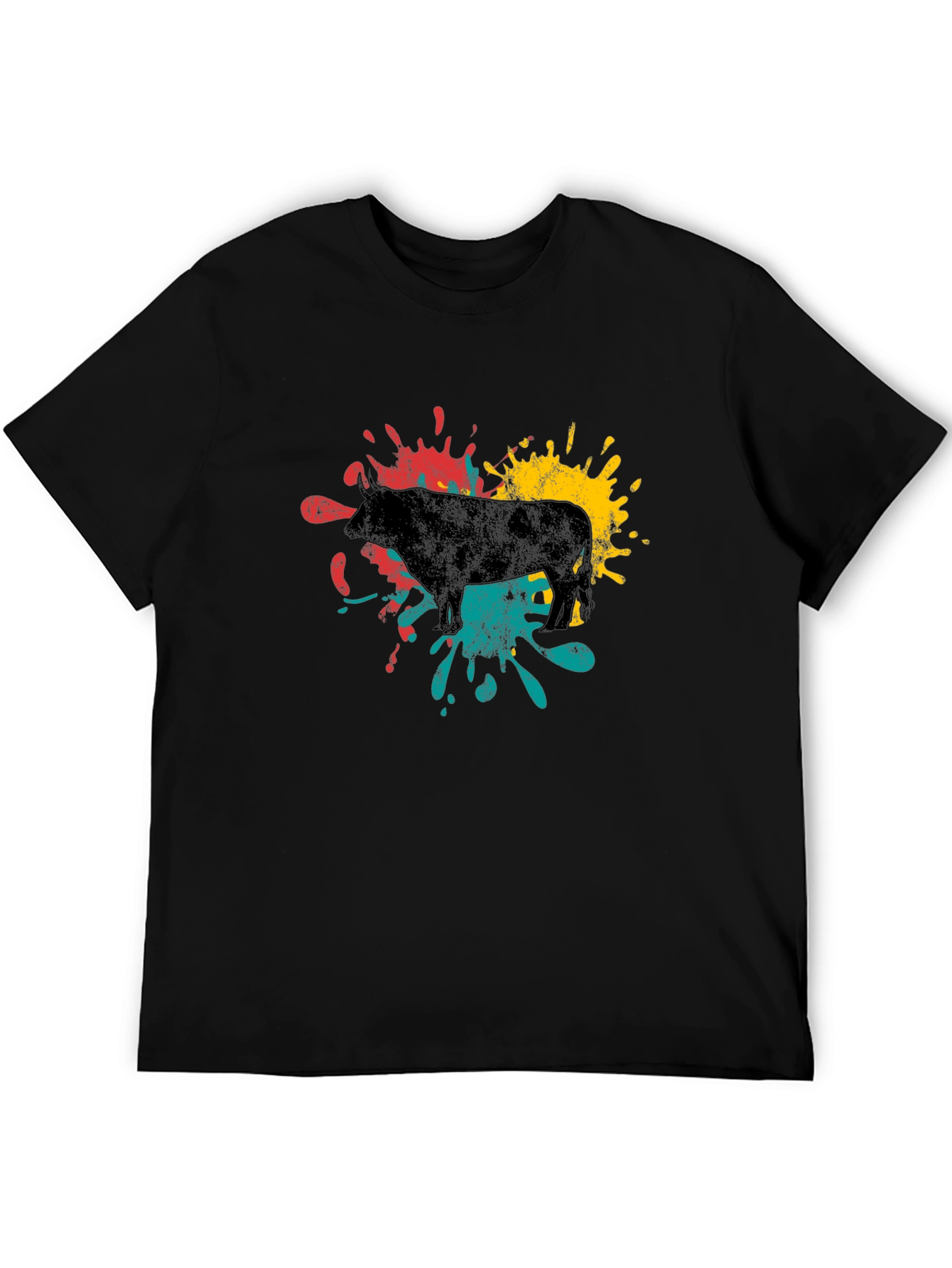 Abstract Bull Graphic Tee - Black