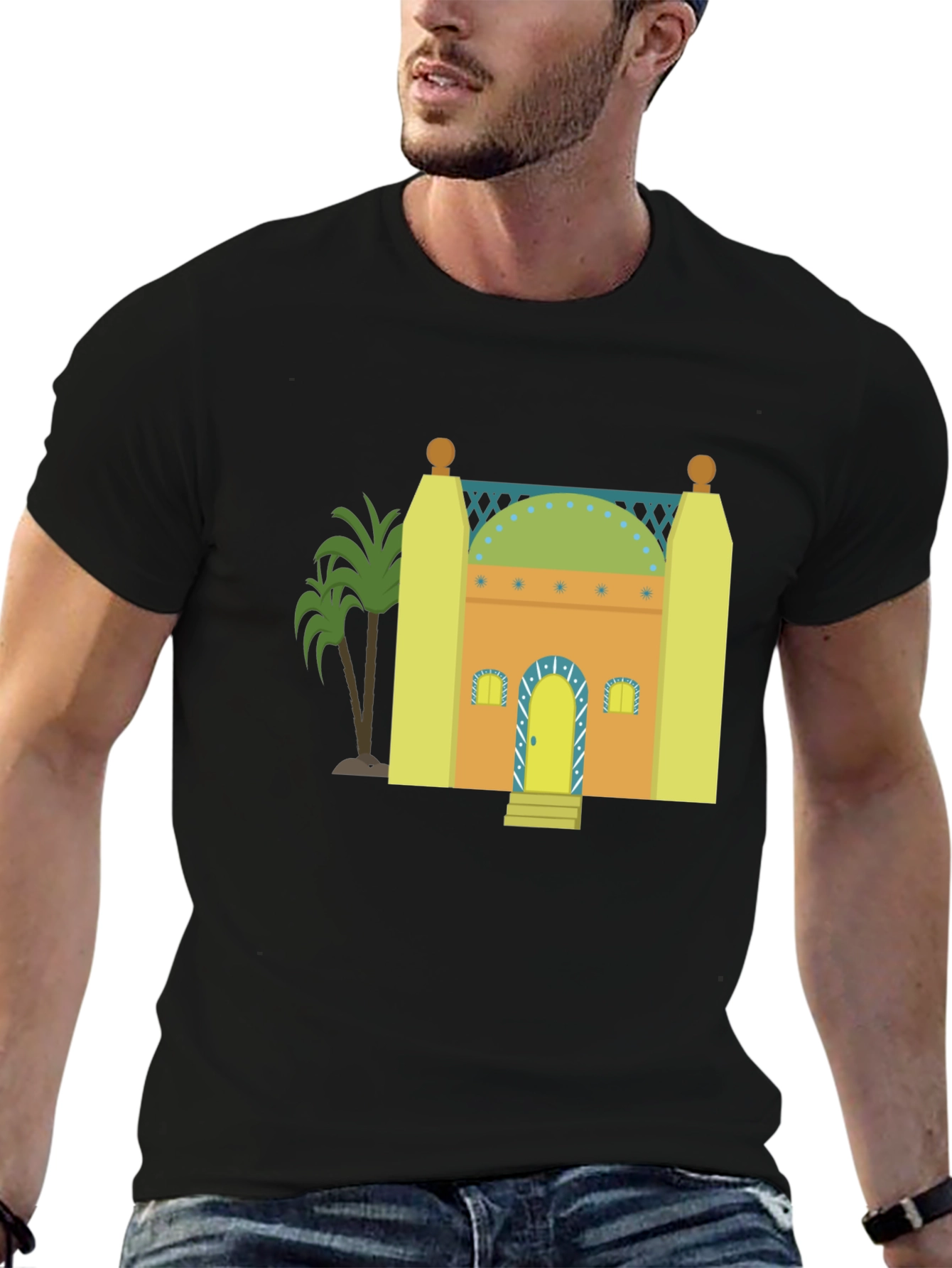 Mosque Graphic T-Shirt - Black Cotton Tee