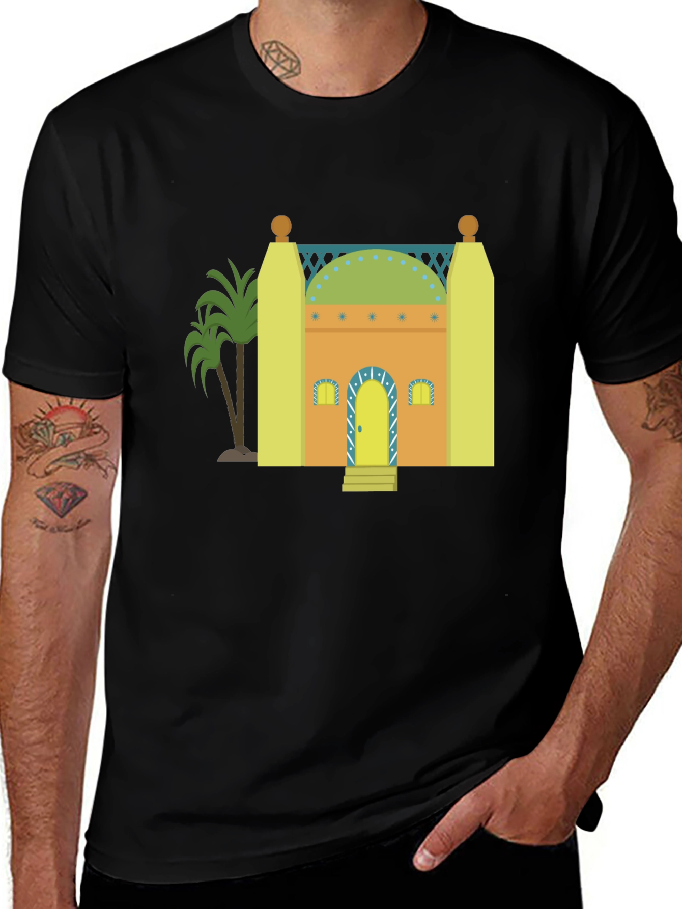 Mosque Graphic T-Shirt - Black Cotton Tee
