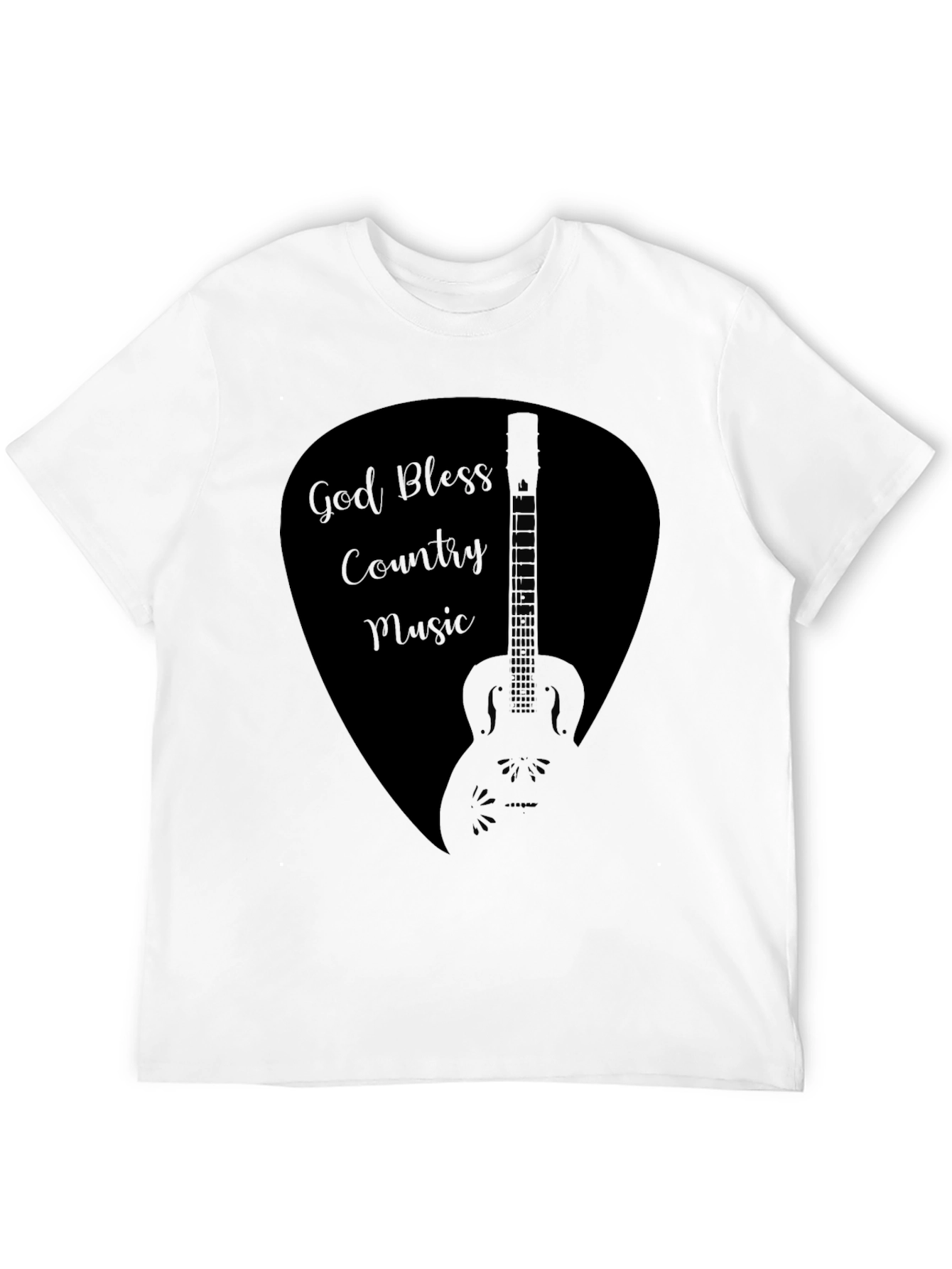 God Bless Country Music Guitar Pick Black T-Shirt