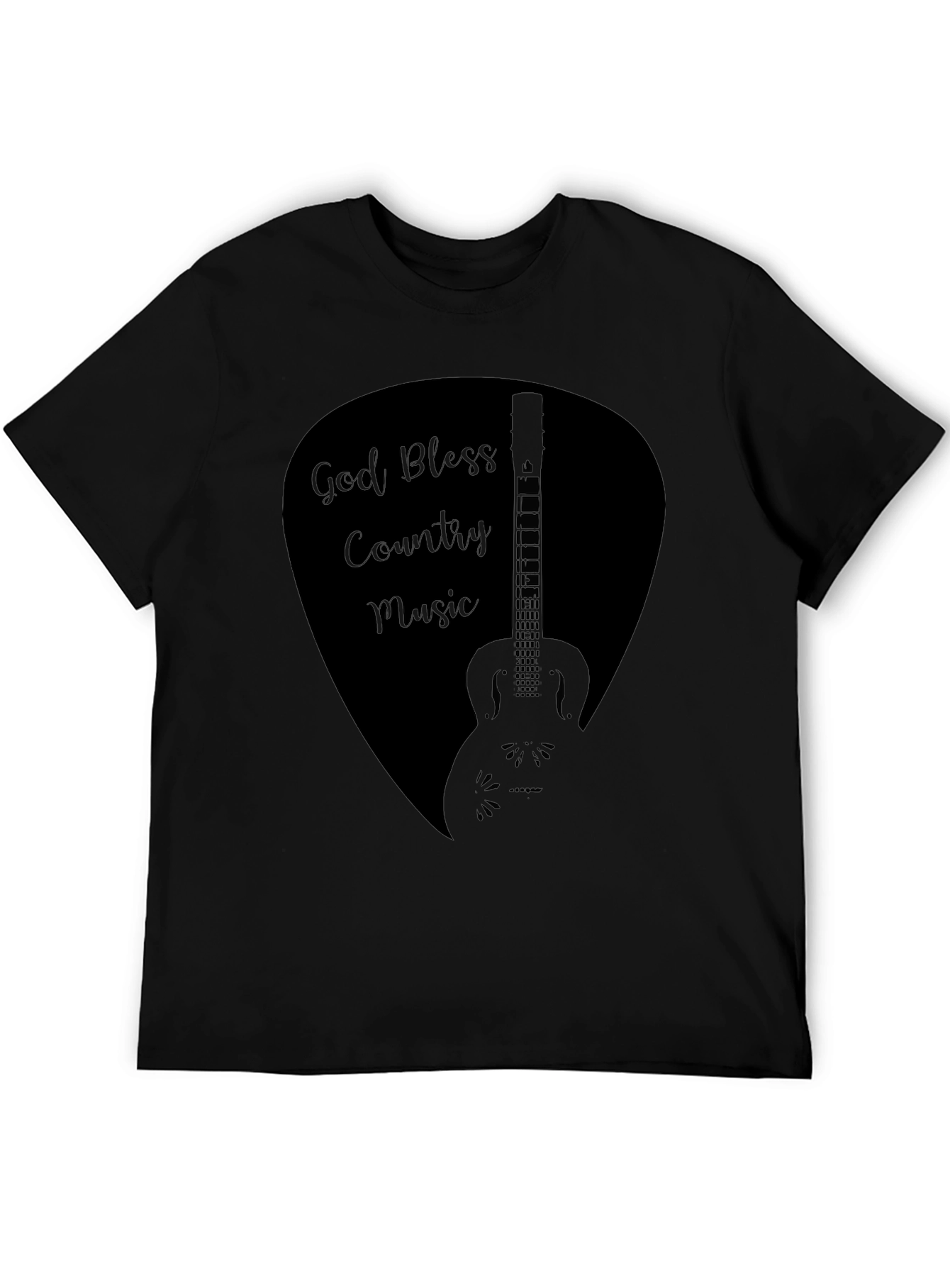 God Bless Country Music Guitar Pick Black T-Shirt