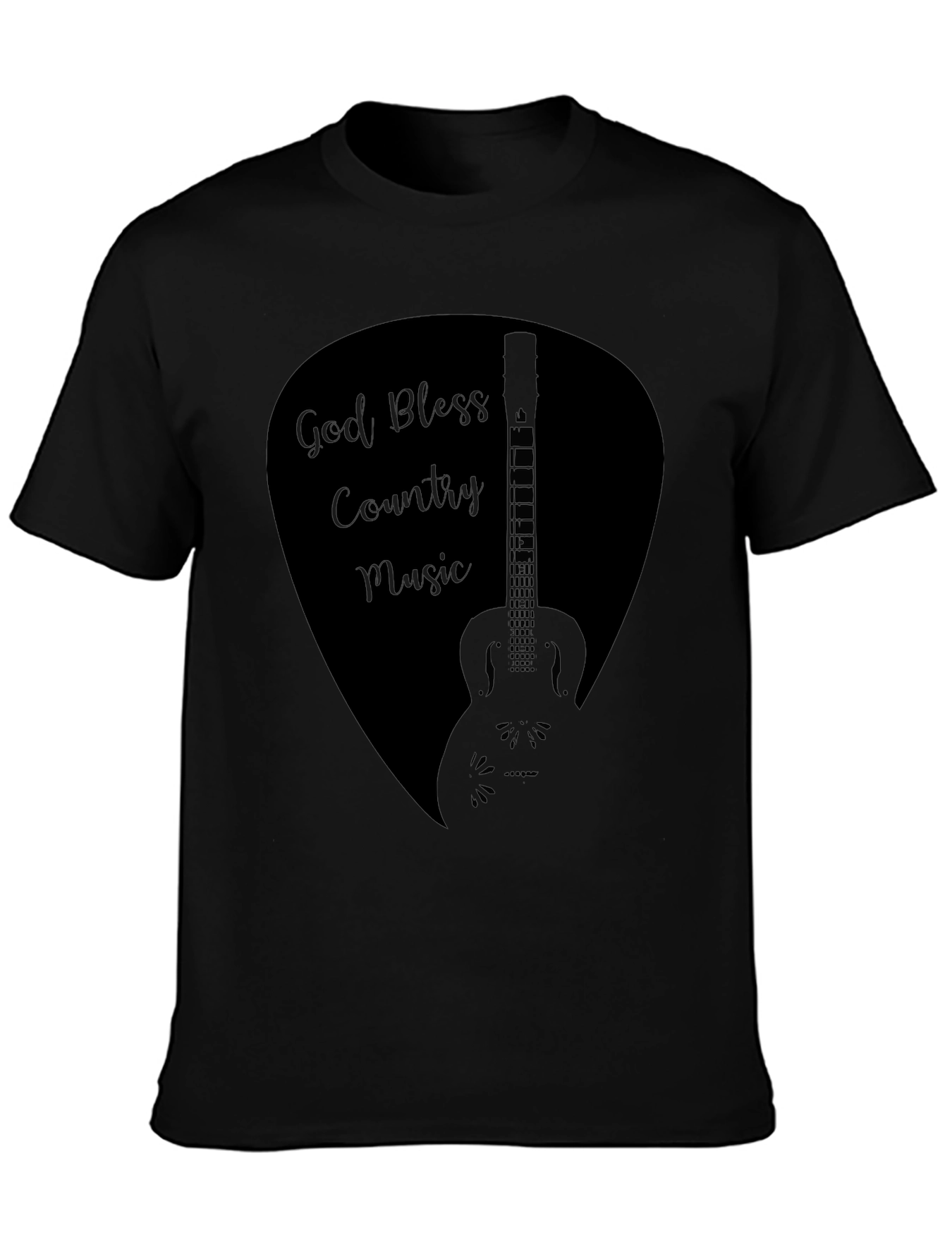 God Bless Country Music Guitar Pick Black T-Shirt