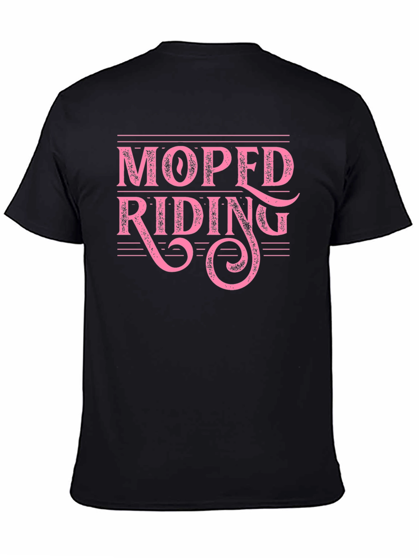 Moped Riding Graphic Tee - Pink on Black