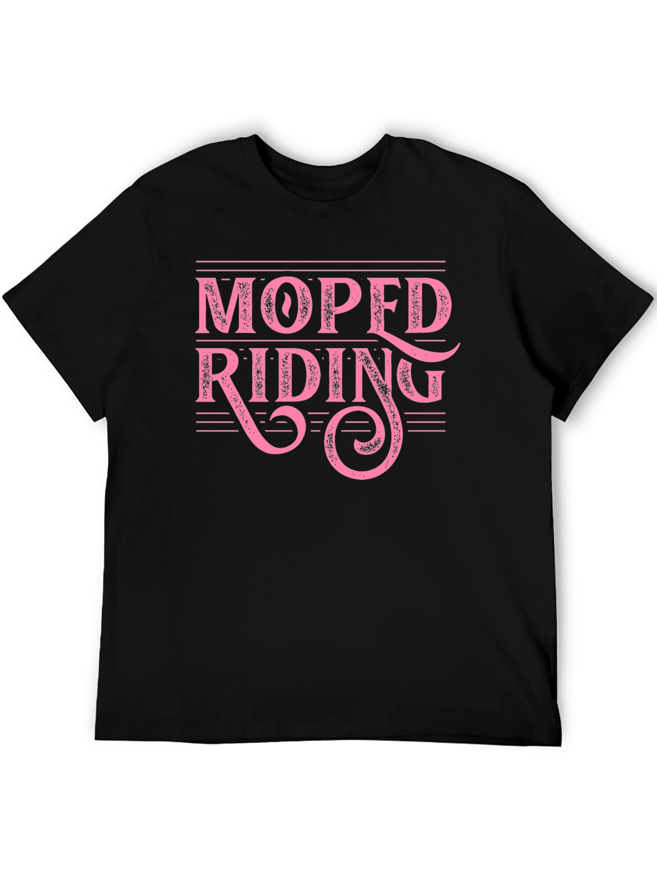 Moped Riding Graphic Tee - Pink on Black