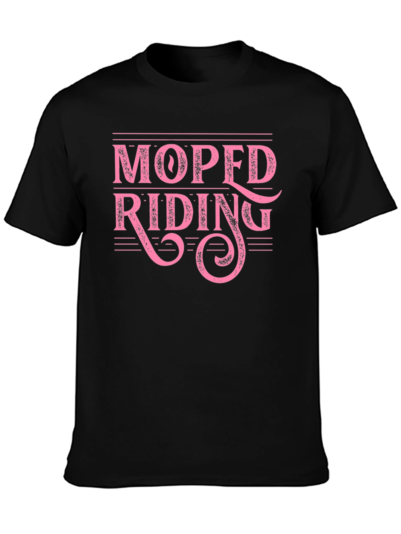 Moped Riding Graphic Tee - Pink on Black