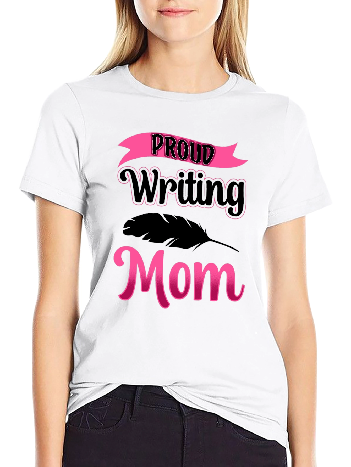 Proud Writing Mom T-Shirt - Black