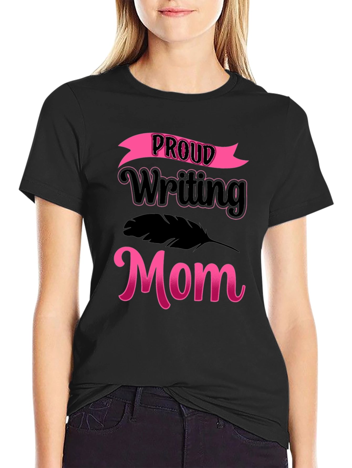 Proud Writing Mom T-Shirt - Black