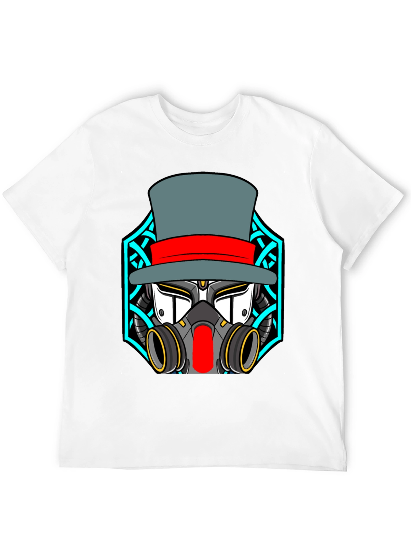 Steampunk Robot Top Hat Graphic Black T-Shirt