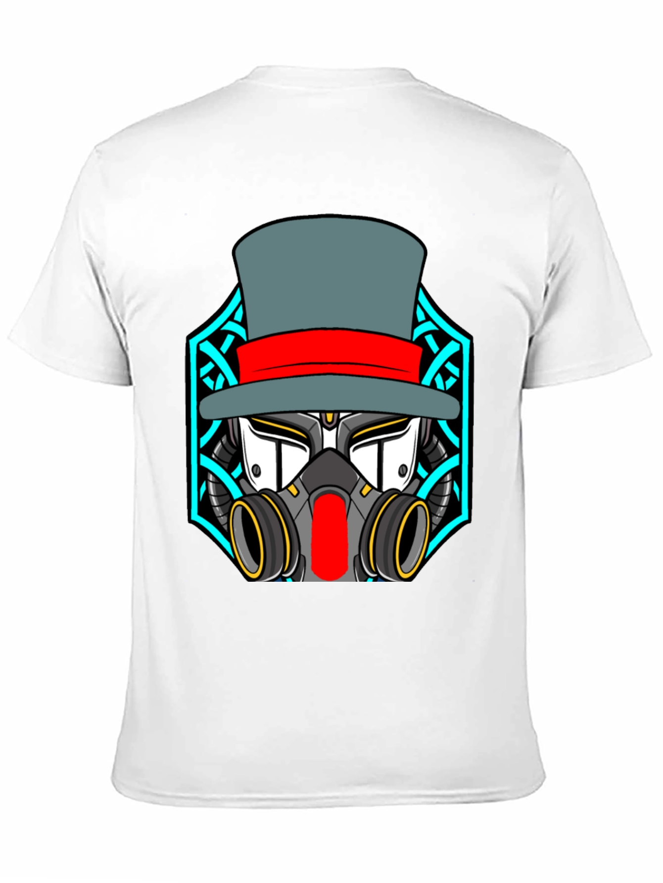 Steampunk Robot Top Hat Graphic Black T-Shirt