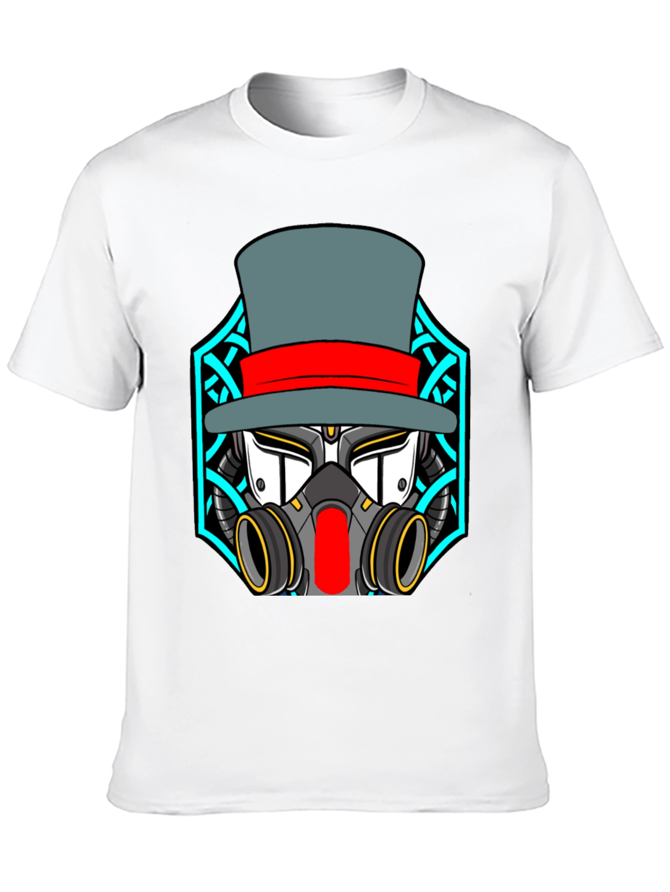 Steampunk Robot Top Hat Graphic Black T-Shirt