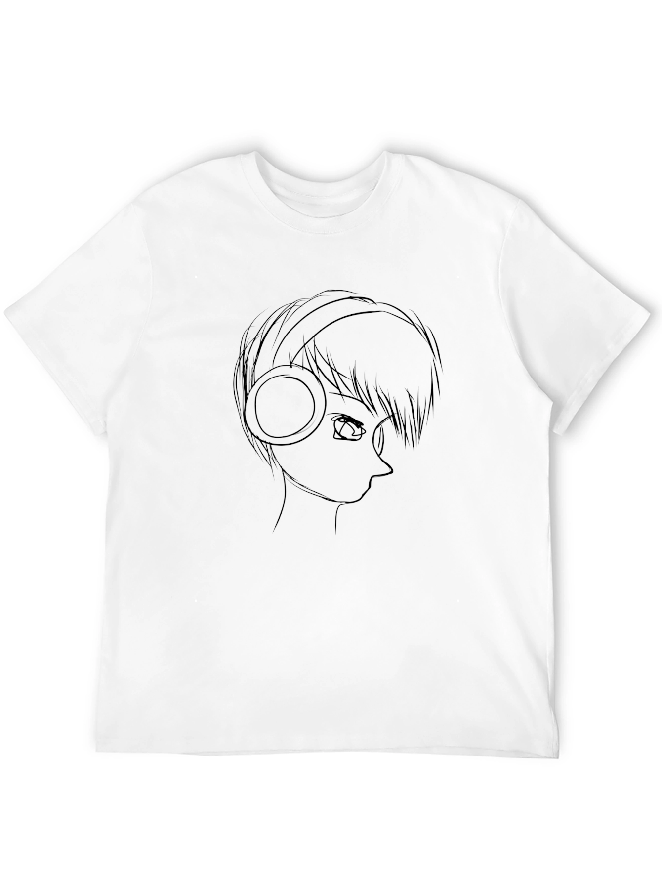 Anime Headphones Graphic Tee - Mens Black T-Shirt