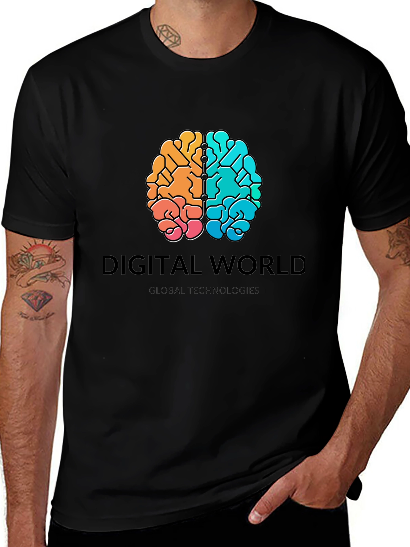 Digital World Brain Graphic T-Shirt