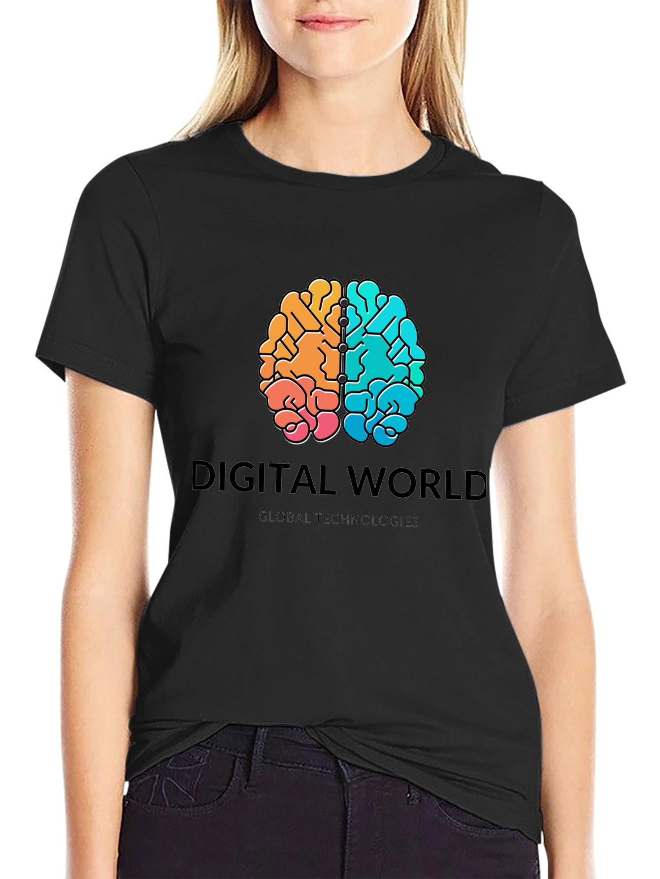 Digital World Brain Graphic T-Shirt