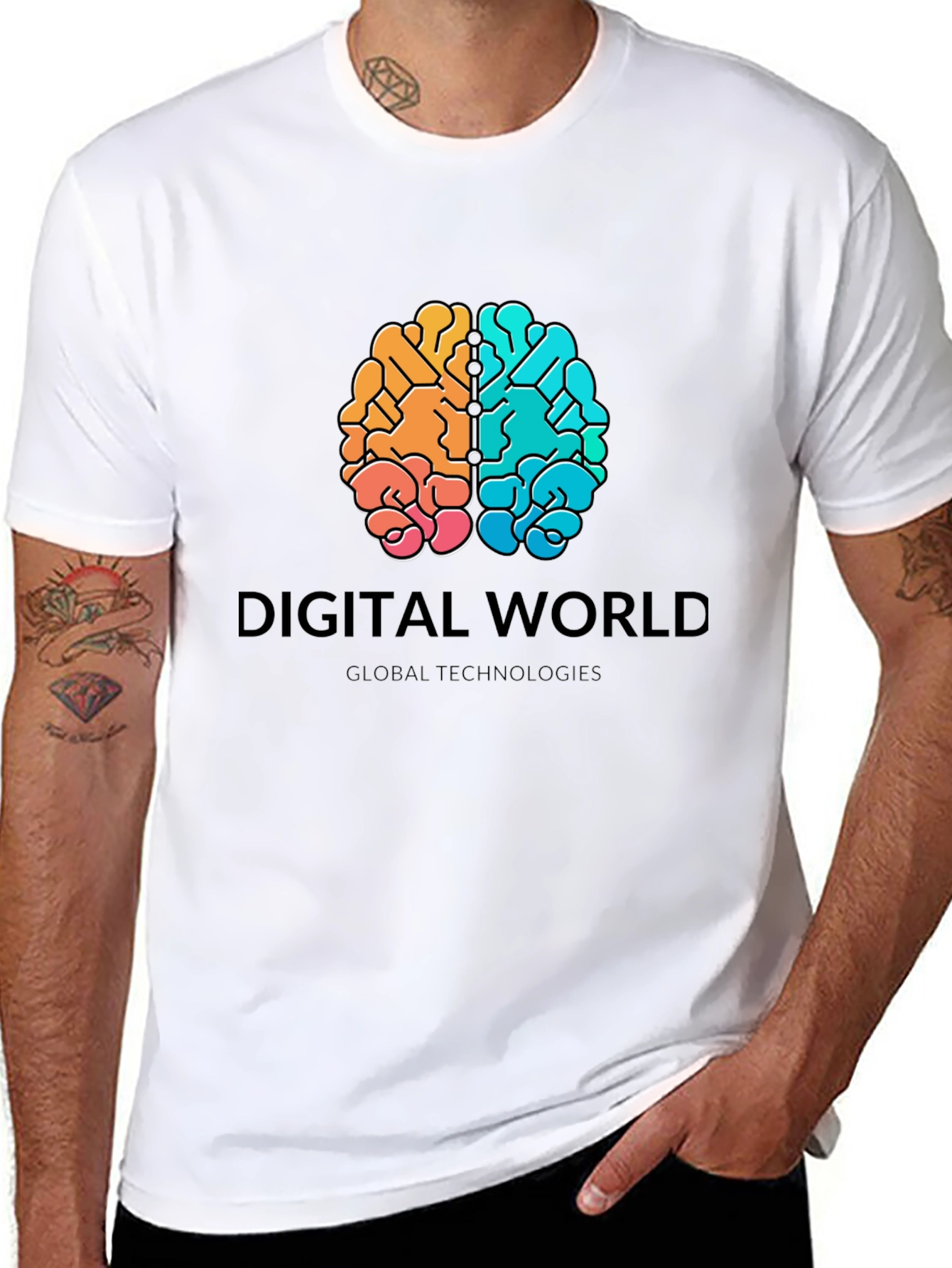 Digital World Brain Graphic T-Shirt