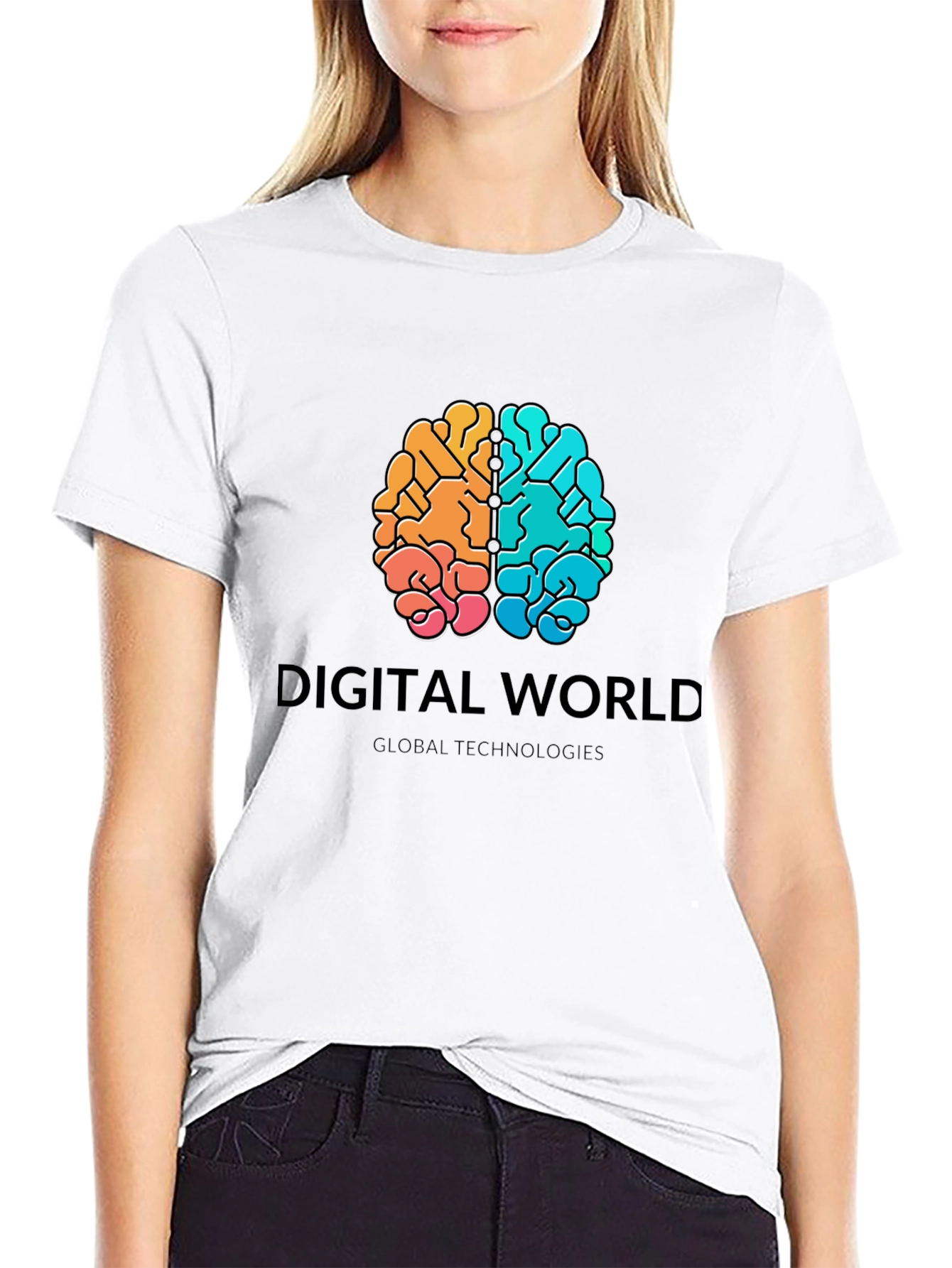 Digital World Brain Graphic T-Shirt