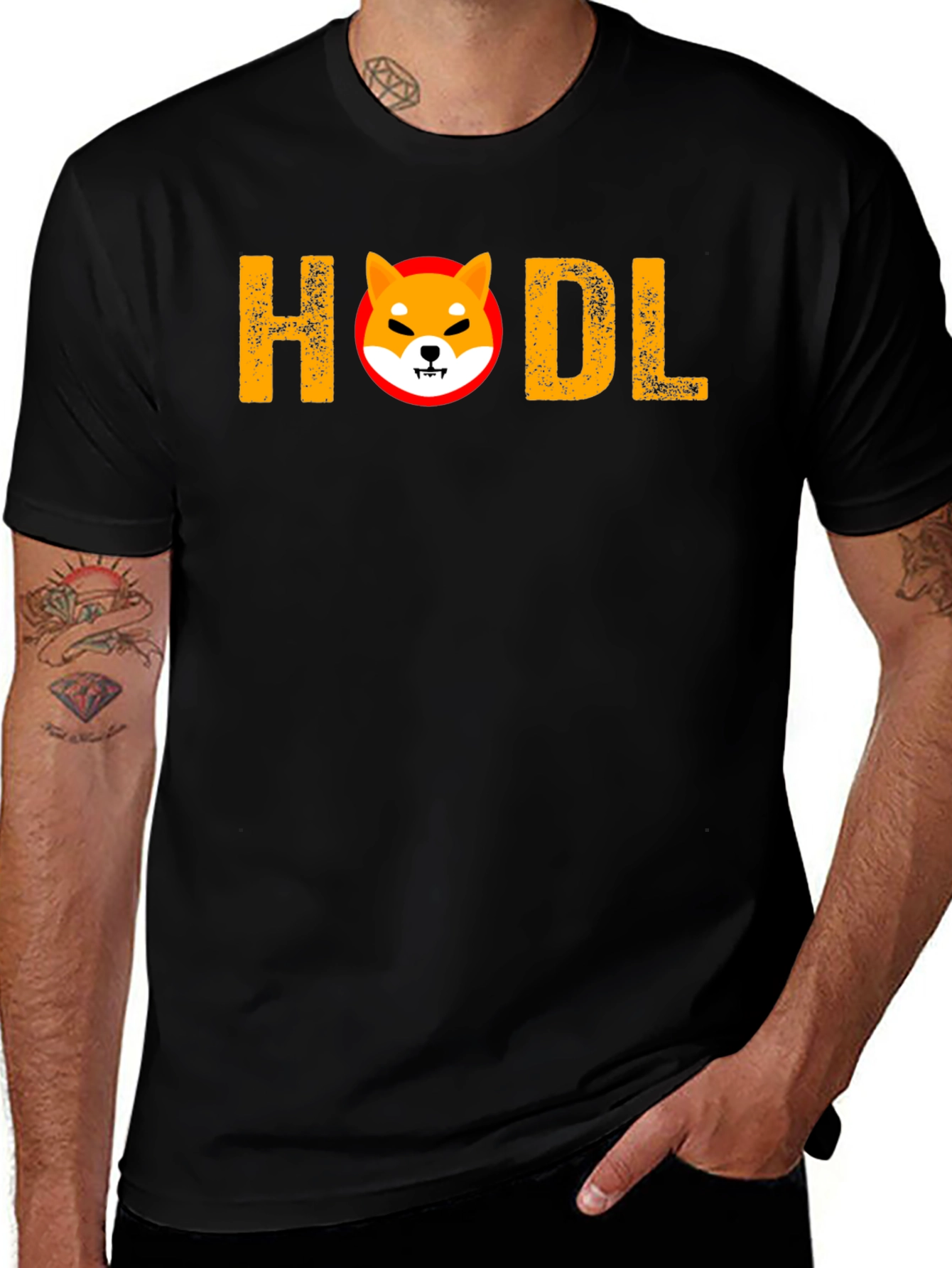 HODL Shiba Inu Black T-Shirt - Crypto Meme Apparel