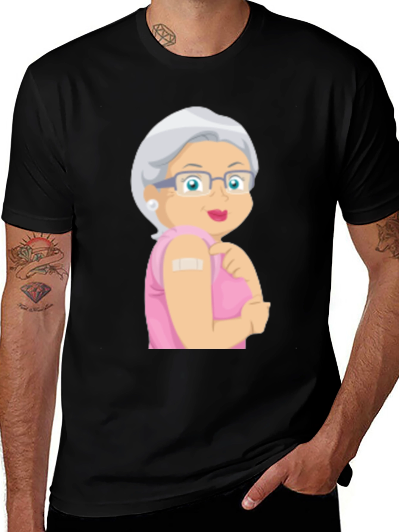 Vaccinated Grandma T-Shirt - Black Cotton