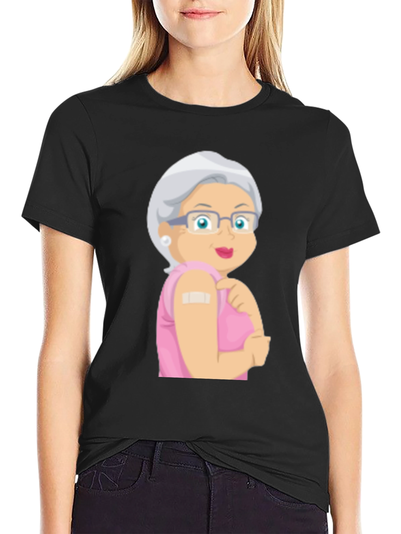 Vaccinated Grandma T-Shirt - Black Cotton