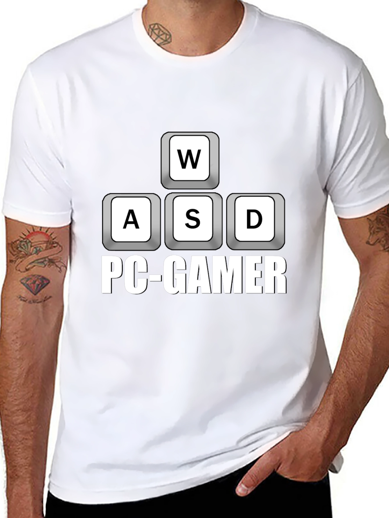 PC Gamer WASD Keys T-Shirt - Black Cotton Tee