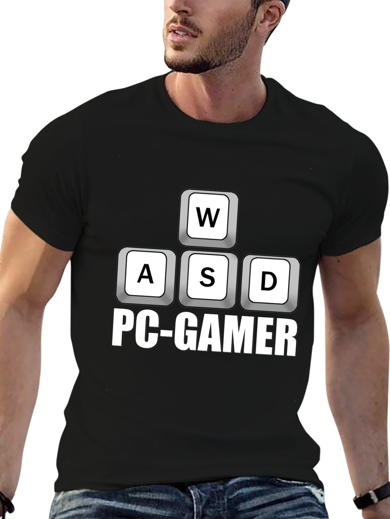 PC Gamer WASD Keys T-Shirt - Black Cotton Tee
