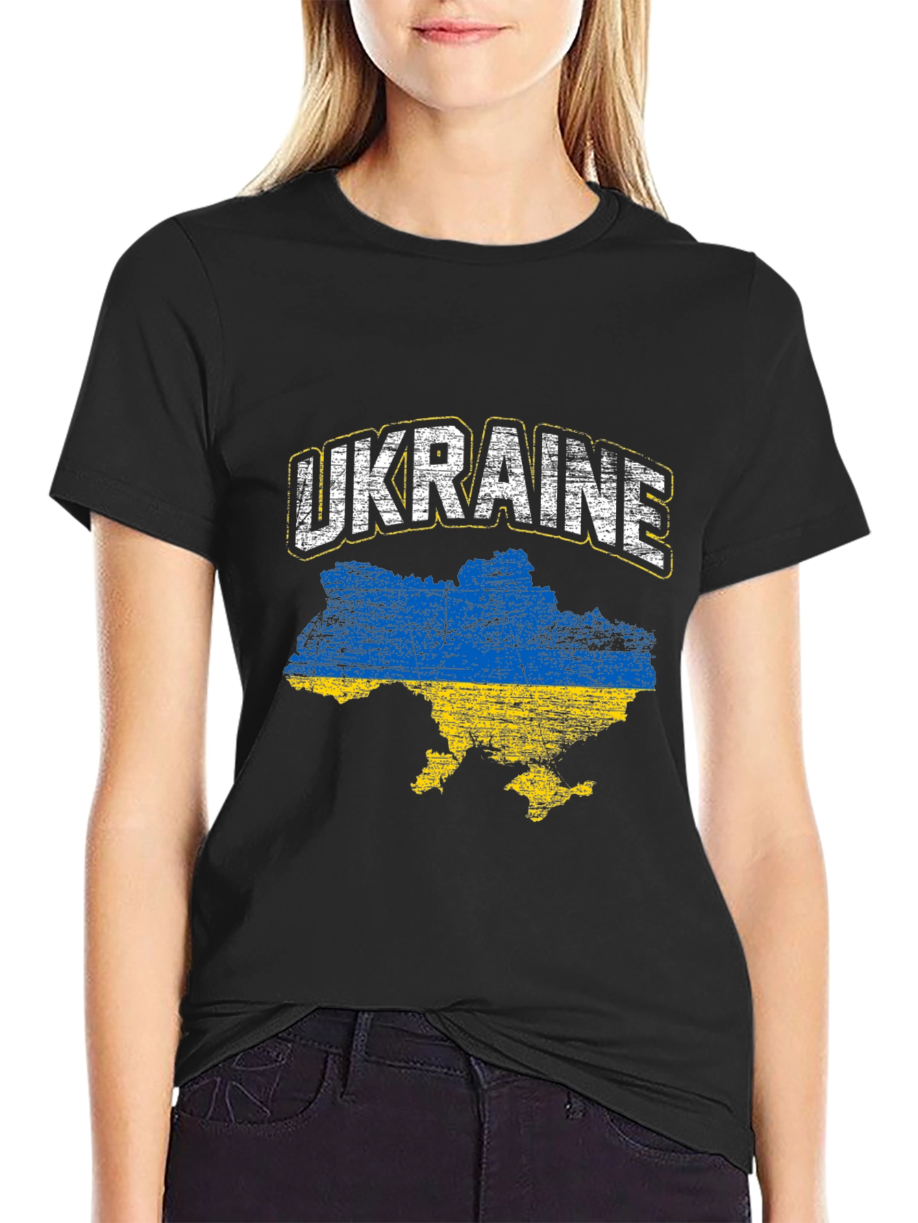 Ukraine Flag Map T-Shirt - Black