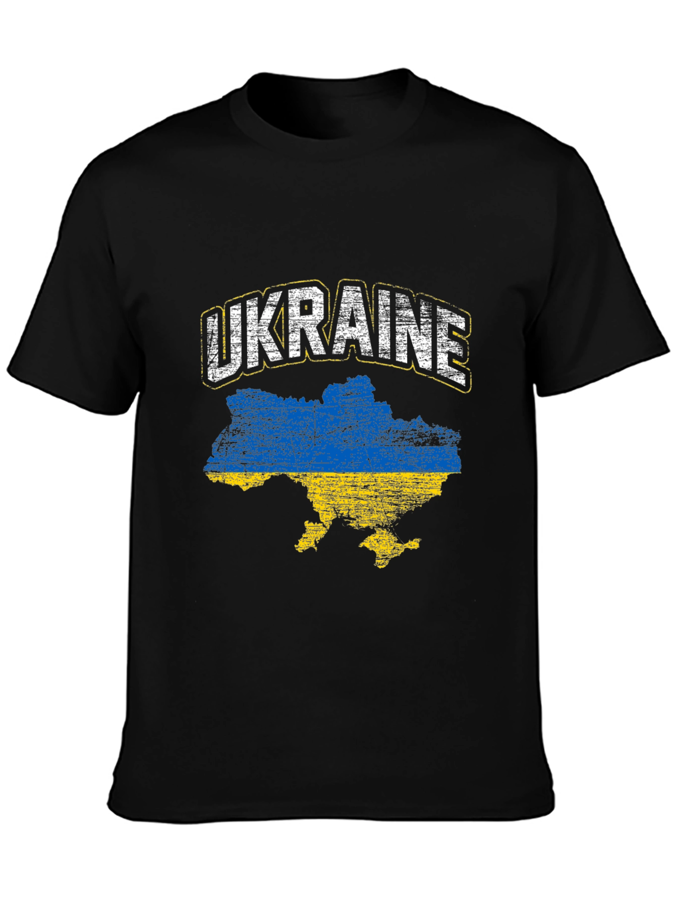 Ukraine Flag Map T-Shirt - Black