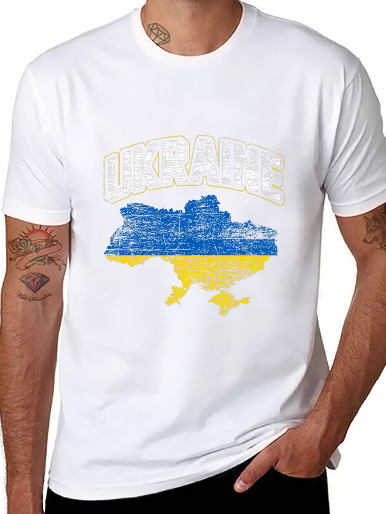 Ukraine Flag Map T-Shirt - Black