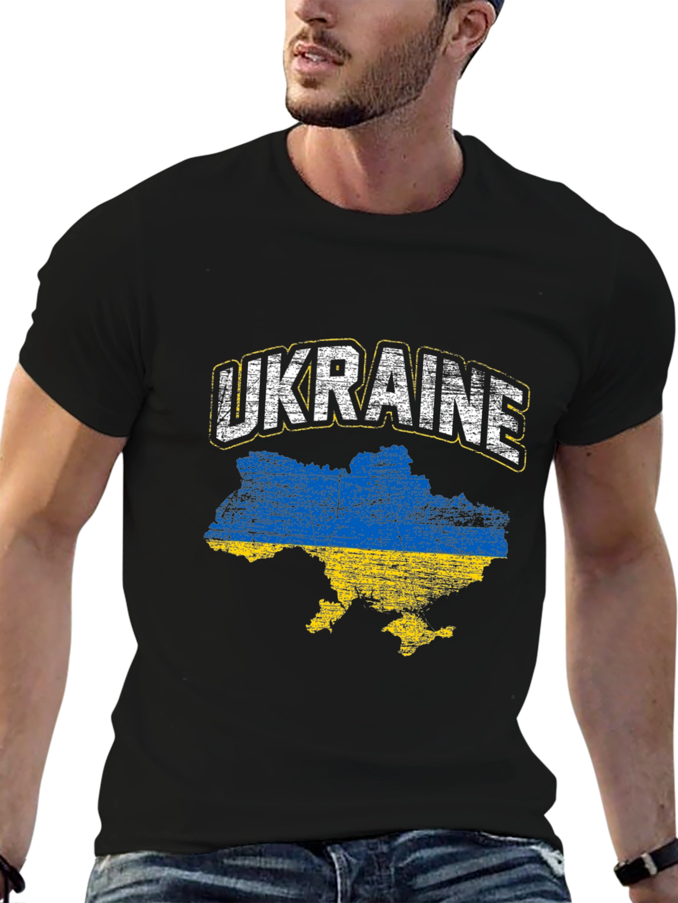 Ukraine Flag Map T-Shirt - Black