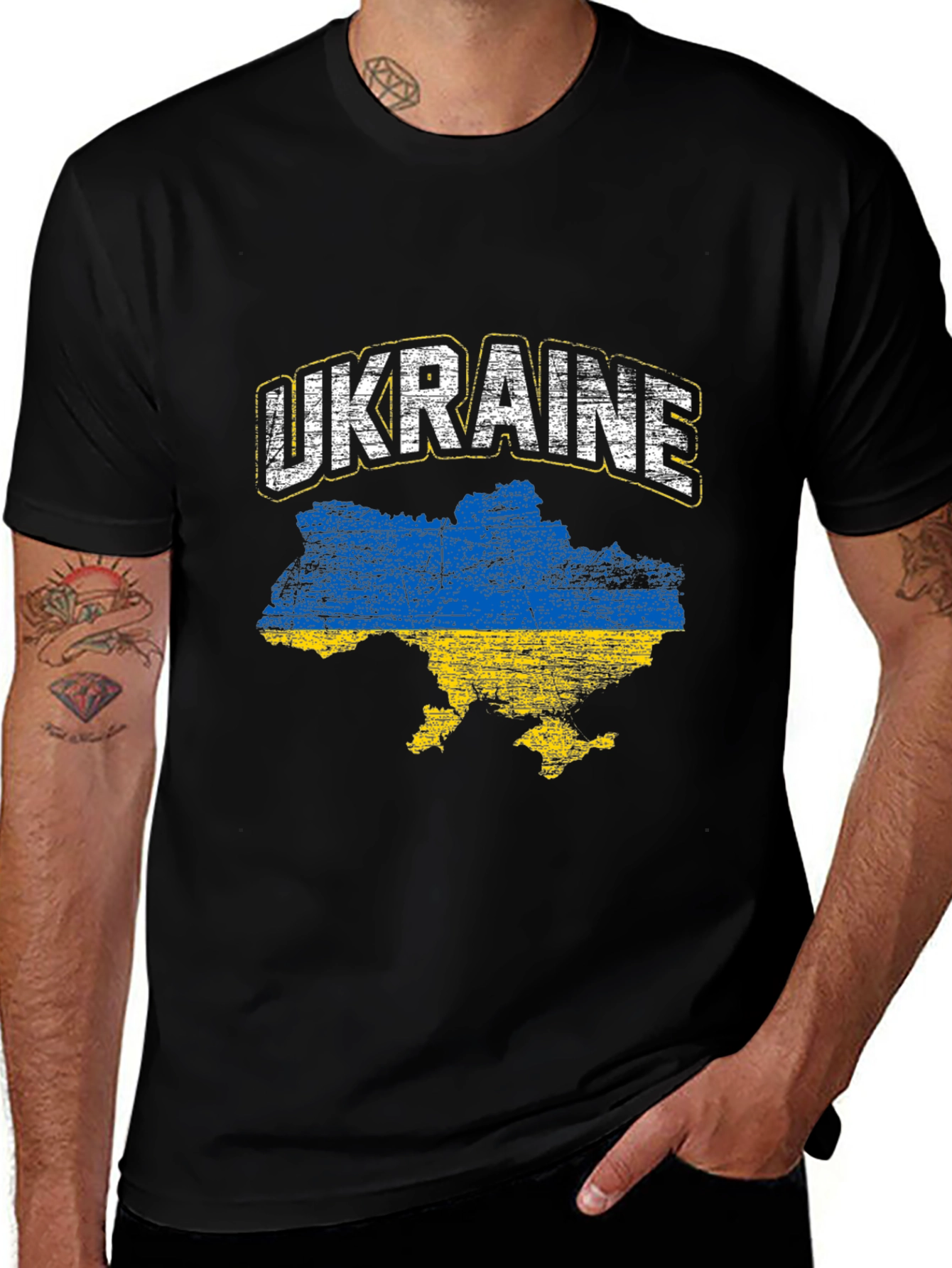 Ukraine Flag Map T-Shirt - Black