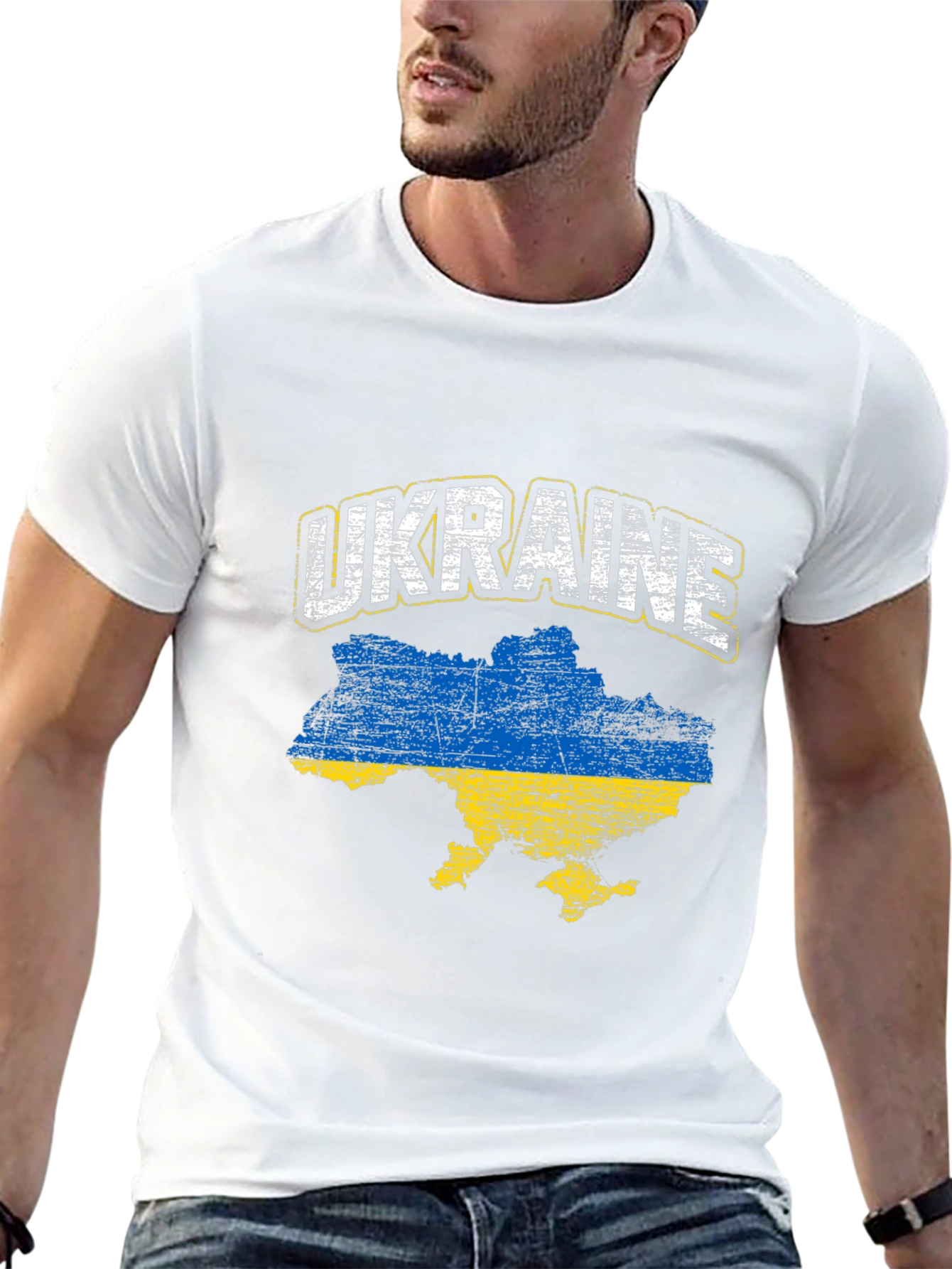 Ukraine Flag Map T-Shirt - Black