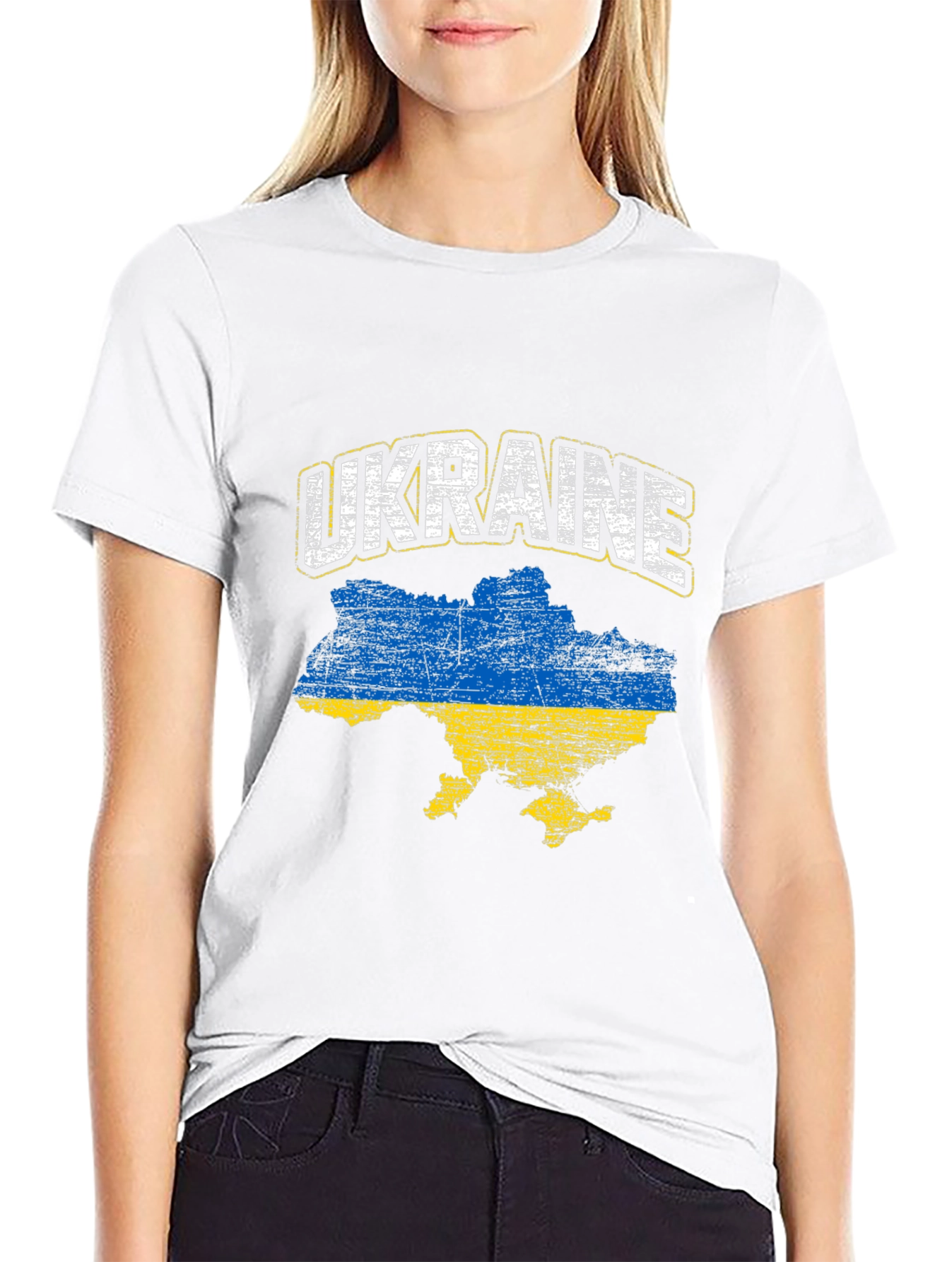 Ukraine Flag Map T-Shirt - Black