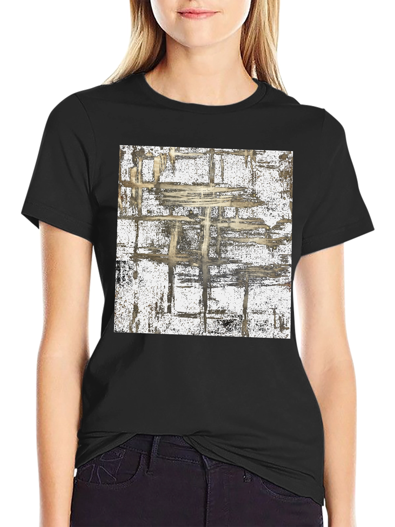Abstract Grid Graphic Tee - Modern Style