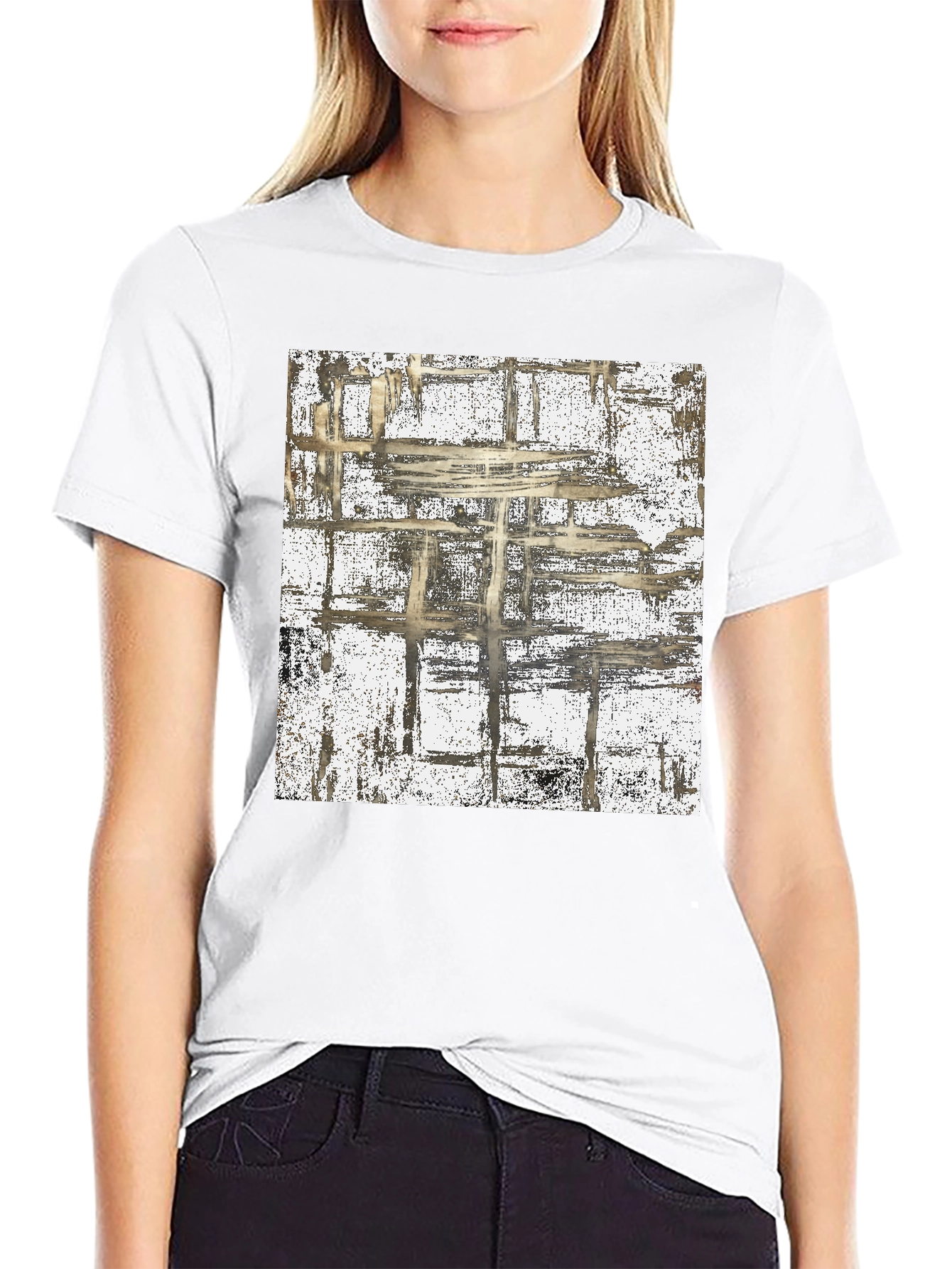 Abstract Grid Graphic Tee - Modern Style