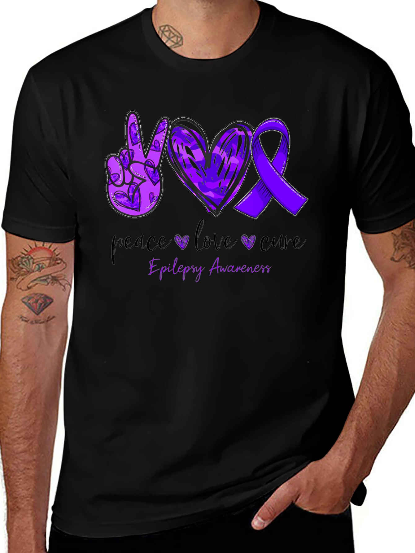 Epilepsy Awareness Peace Love Cure T-Shirt