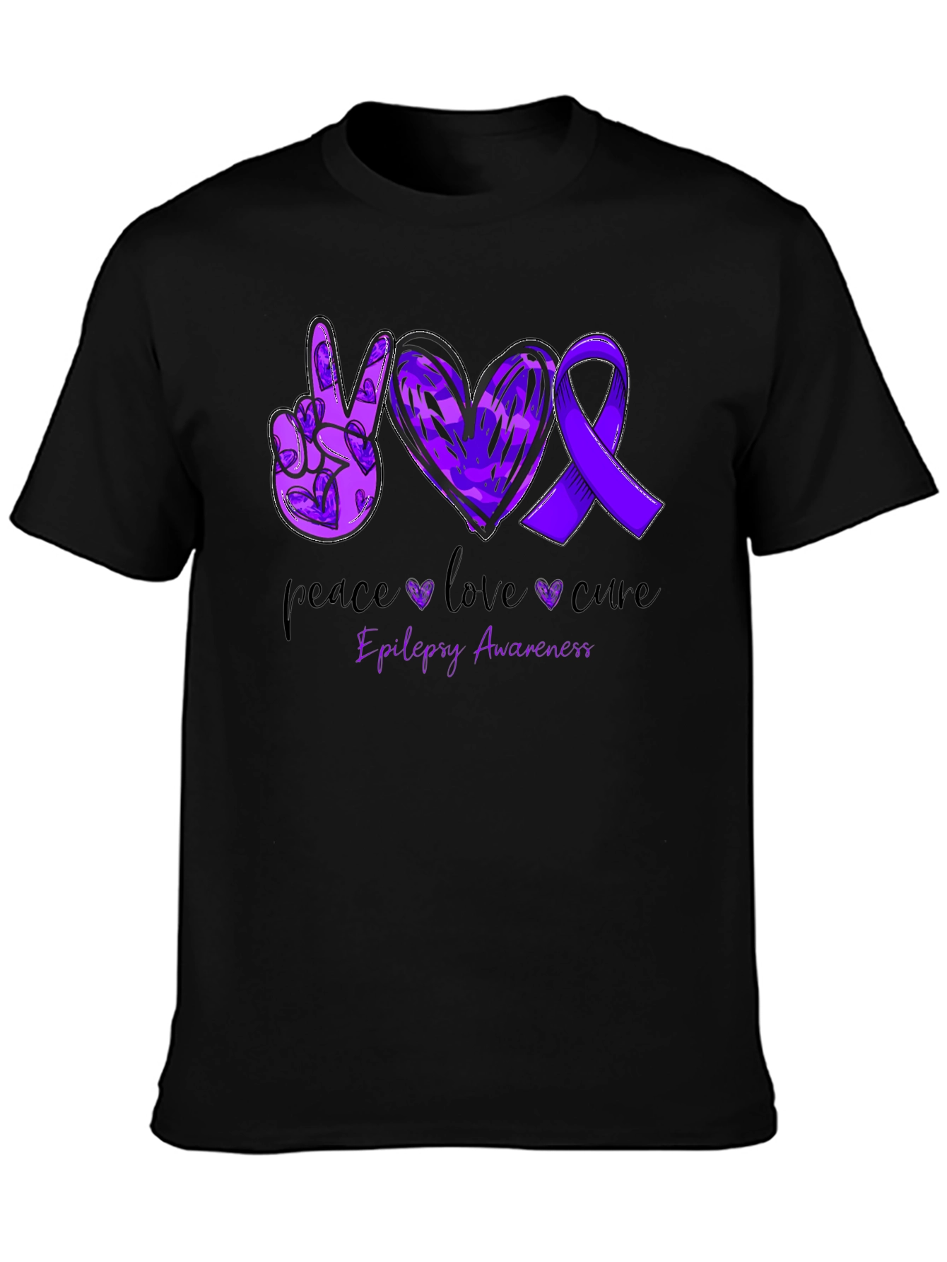 Epilepsy Awareness Peace Love Cure T-Shirt
