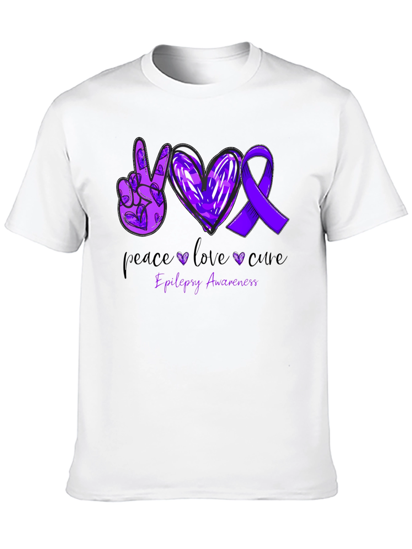 Epilepsy Awareness Peace Love Cure T-Shirt