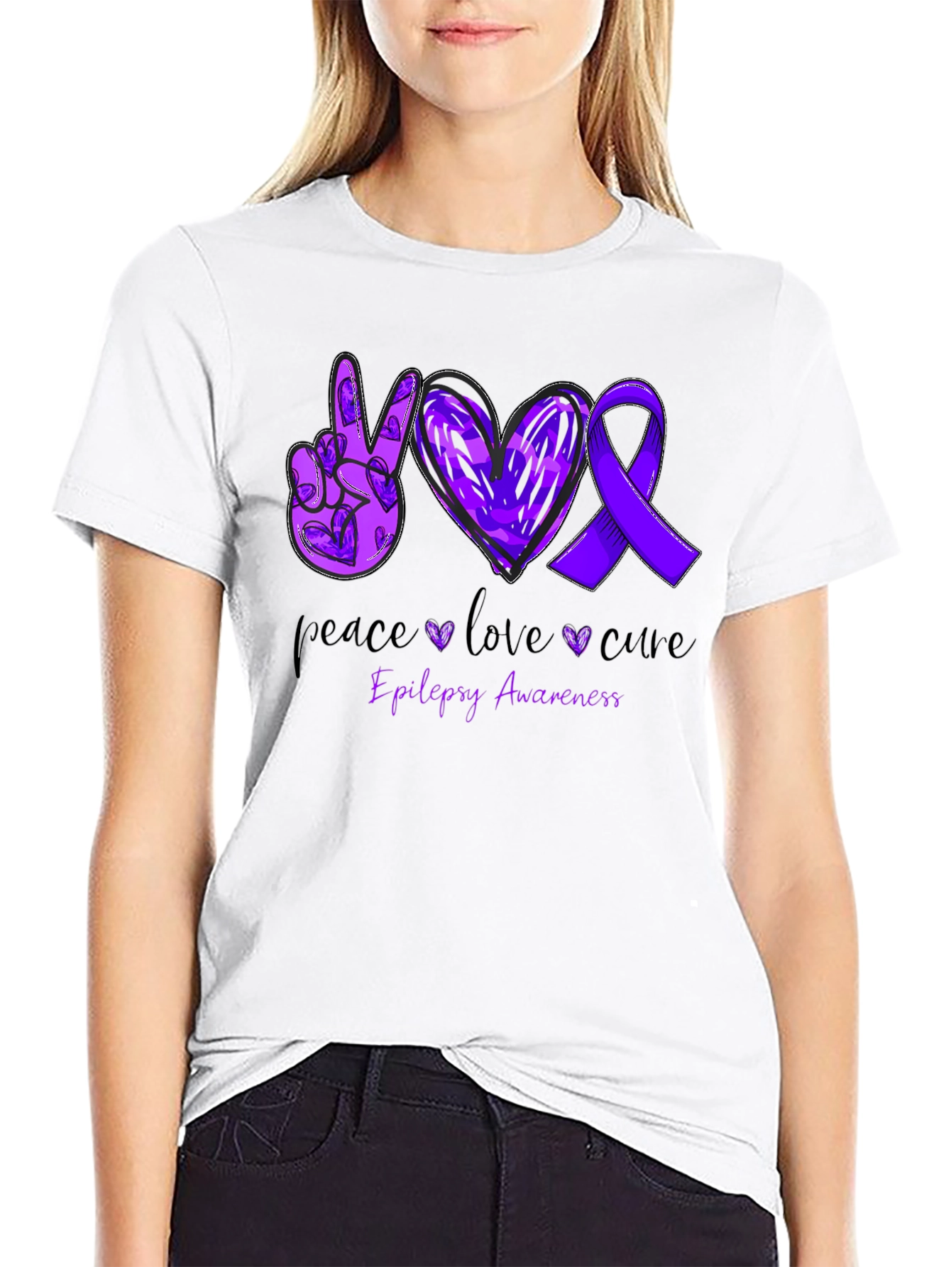 Epilepsy Awareness Peace Love Cure T-Shirt